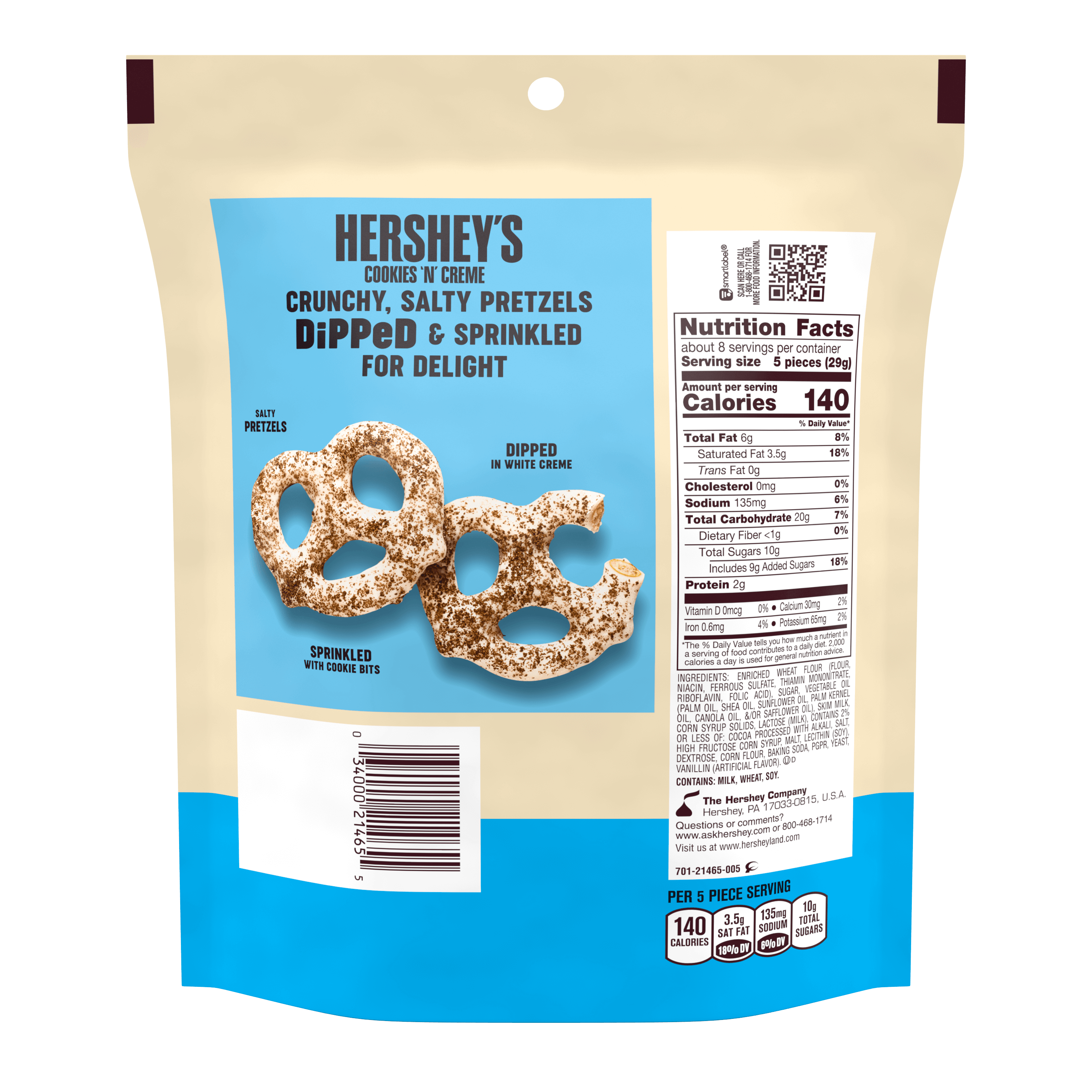 HERSHEY COOKIES N CREME Dipped Pretzels 8.50oz Candy Bag $5.99
