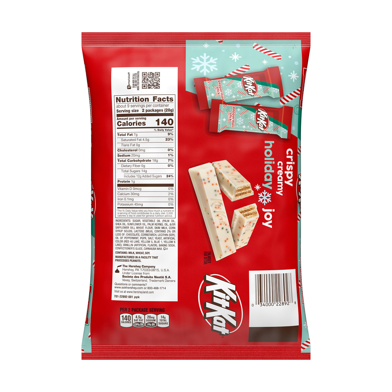 KIT KAT® Peppermint Stick Flavored Snack Size Wafers, Christmas Candy Bag, 8.8 oz $5.99