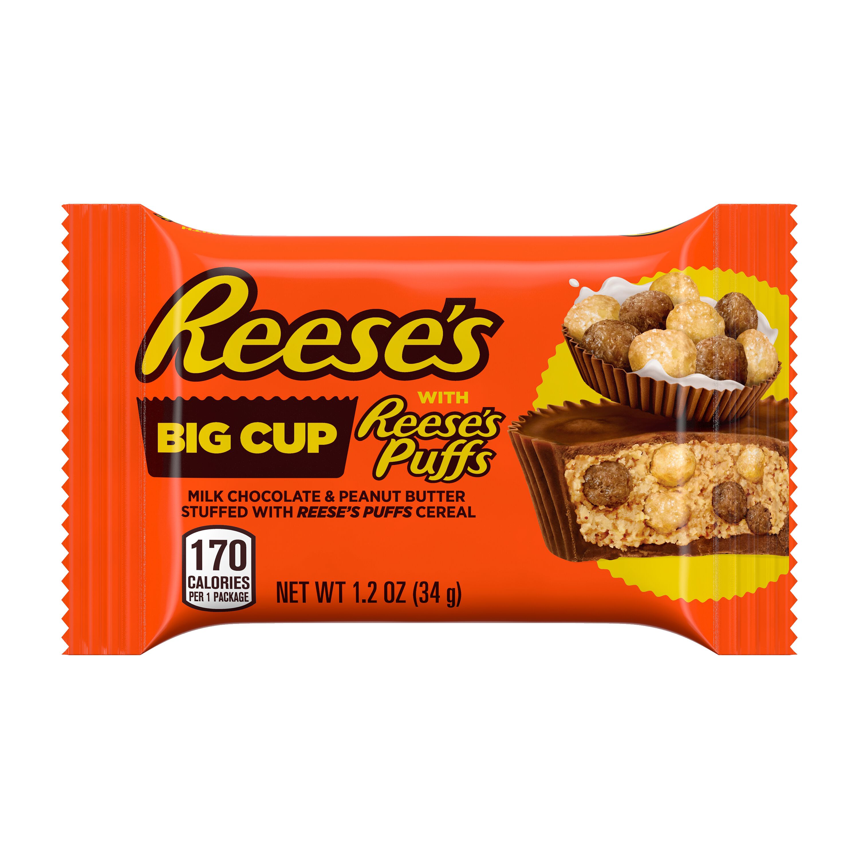 REESE'S Big Cup Milk Chocolate Peanut Butter Cups with REESE'S PUFFS Cereal Candy Packs, 1.2 oz (16 Count) $18.99 3 REESE'S Big Cup Milk Chocolate Peanut Butter Cups with REESE'S PUFFS Cereal Candy Packs, 1.2 oz (16 Count) $18.99