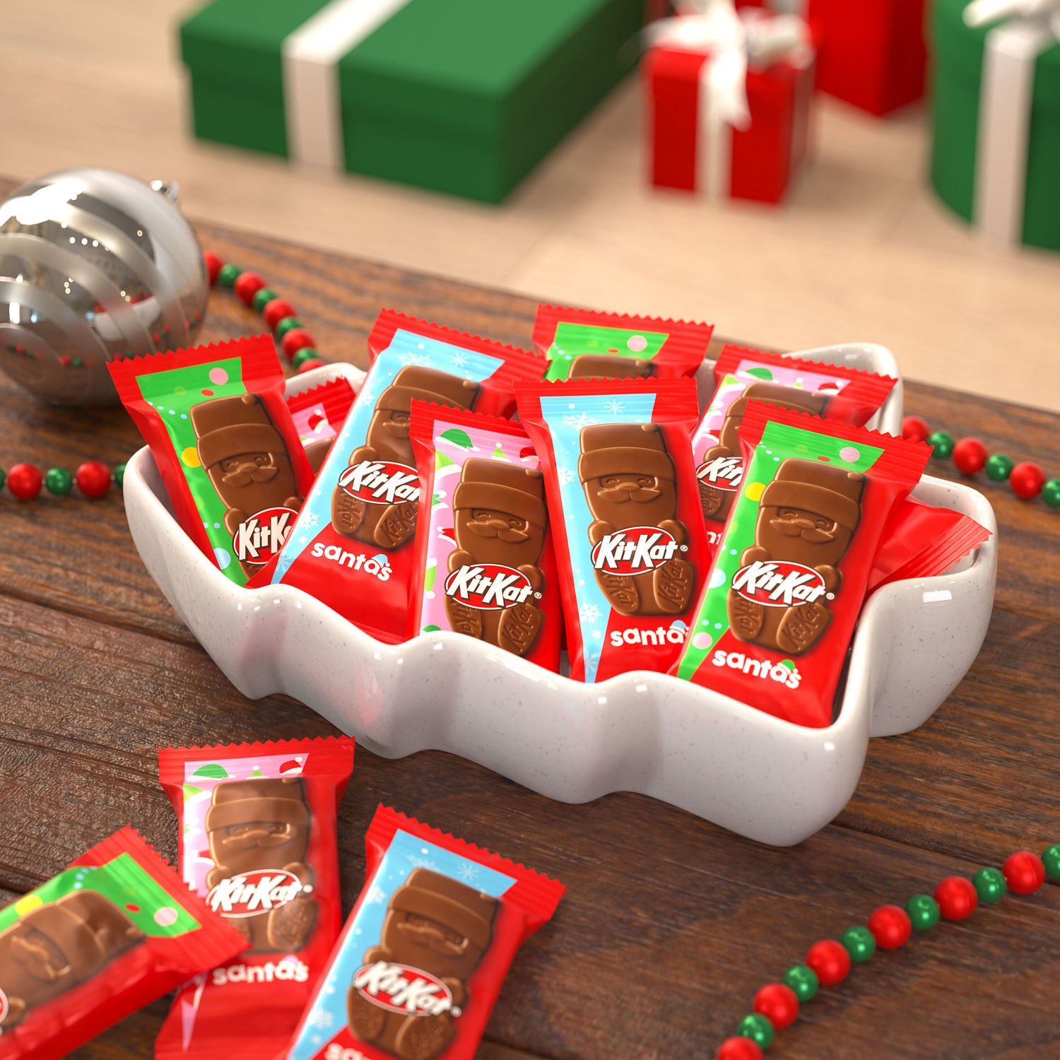 KIT KAT® Milk Chocolate Wafer Snack Size Santas, Christmas Candy Bag, 8.85 oz $5.99 3 KIT KAT® Milk Chocolate Wafer Snack Size Santas, Christmas Candy Bag, 8.85 oz $5.99