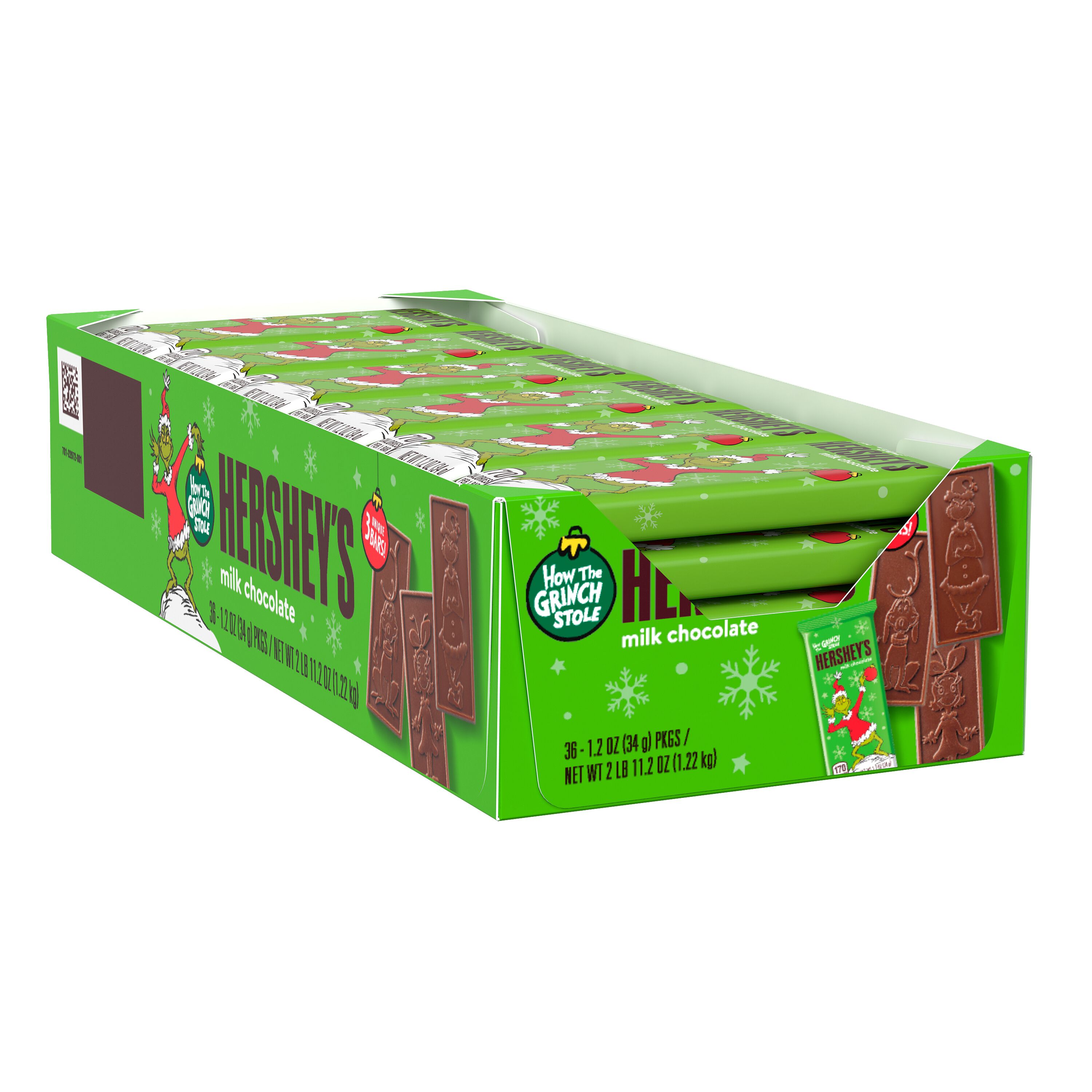 HERSHEY'S Grinch Milk Chocolate Christmas Candy Bars, 1.2 oz (36 Count) $41.99