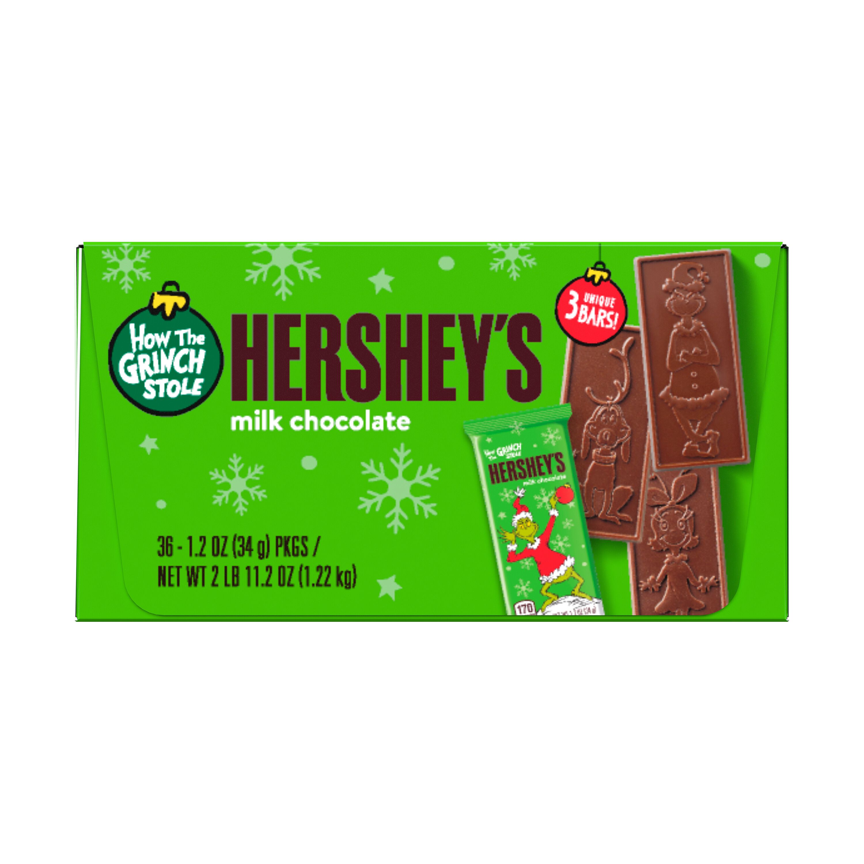 HERSHEY'S Grinch Milk Chocolate Christmas Candy Bars, 1.2 oz (36 Count) $41.99