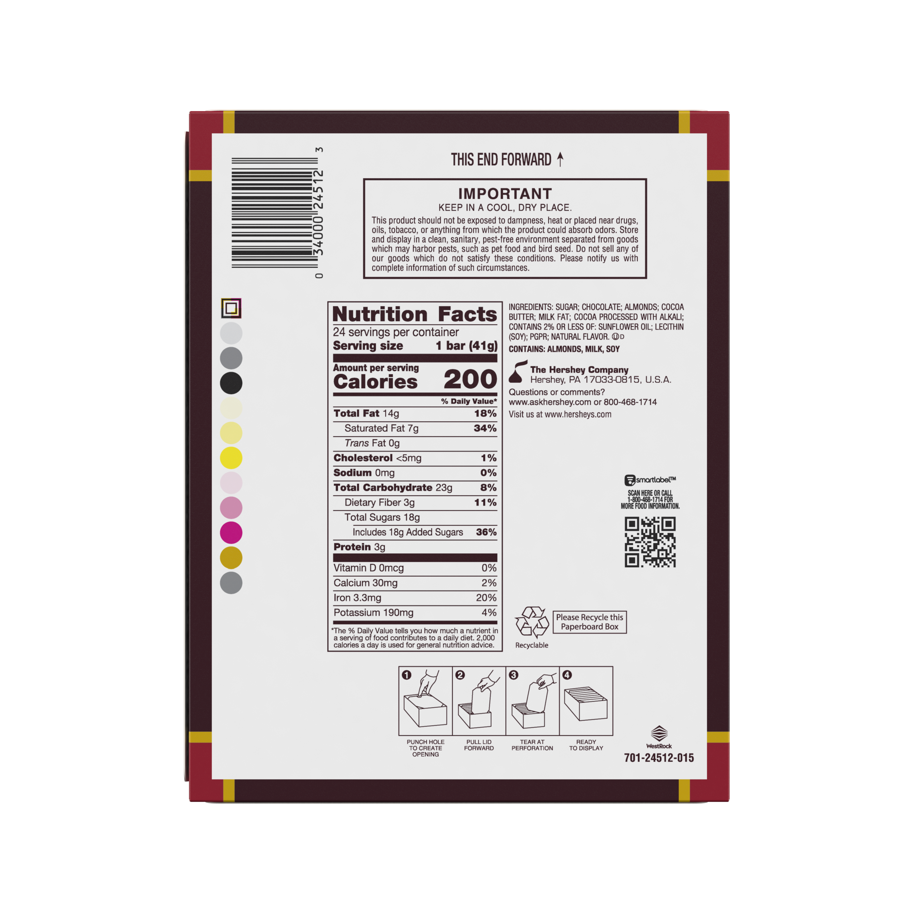 HERSHEY'S Special Dark Chocolate with Whole Almonds Candy Bars, 1.45 oz (24 Count) $27.99