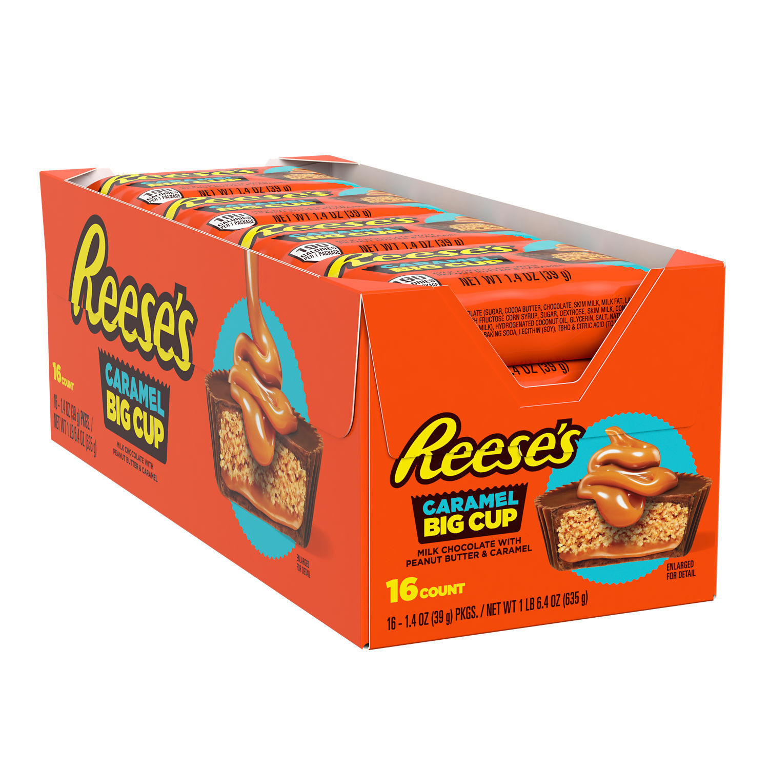 REESE'S BIG CUP Milk Chocolate Peanut Butter Cups with Caramel, 1.4 oz (16 Count) $18.99