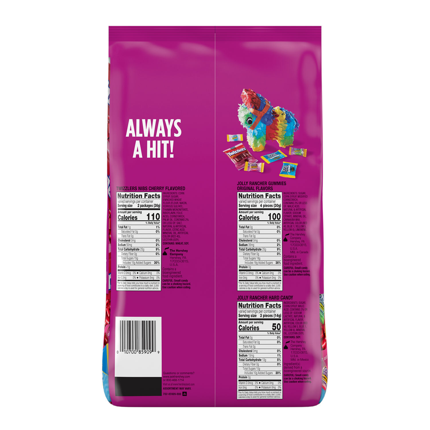 TWIZZLERS & JOLLY RANCHER FAVORITES with Cherry Nibs, Hard Candy and Gummies Party Bag 43.03 oz. $15.99
