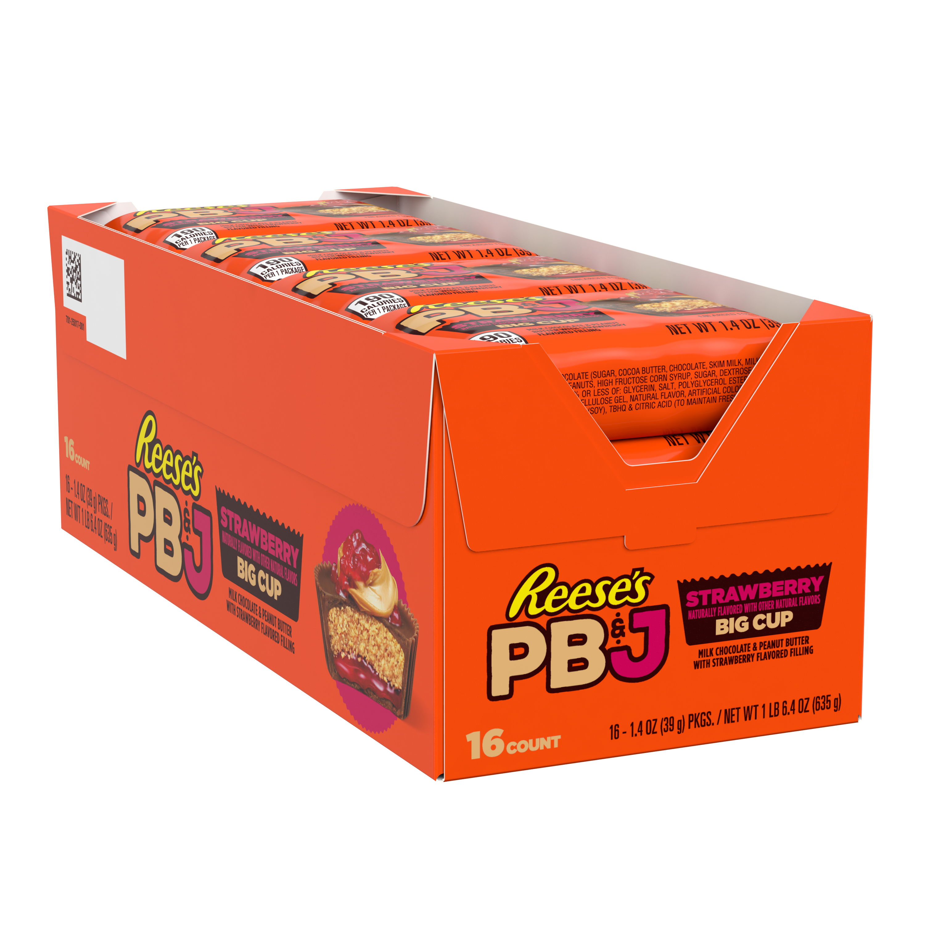 REESE'S Big Cup PB&J Strawberry Milk Chocolate Peanut Butter Cups Candy Packs, 1.4 oz (16 Count) $18.99