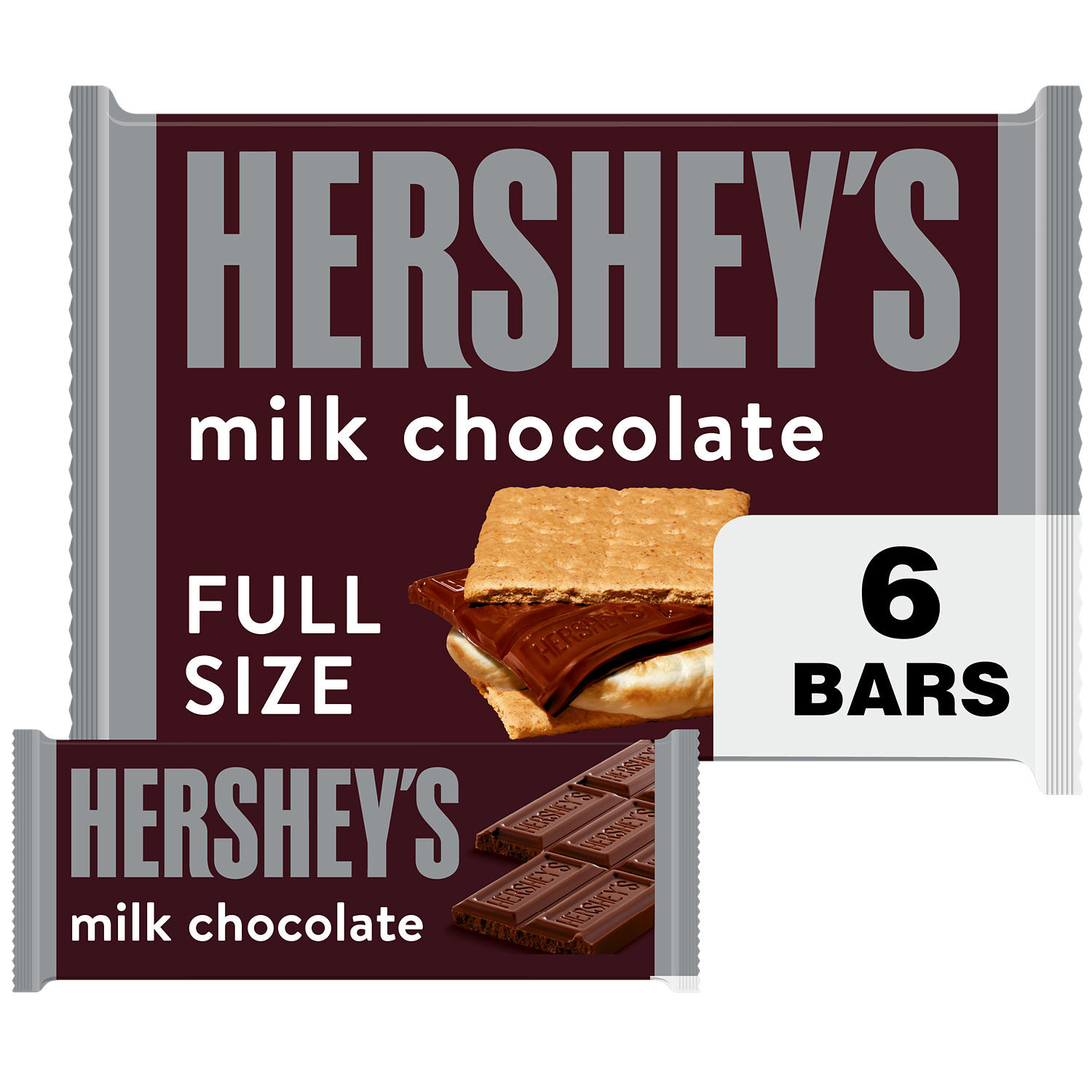 HERSHEY'S Milk Chocolate Candy Bars, 1.55 oz (6 Count) $6.99