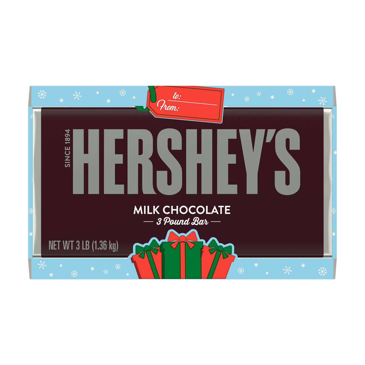 HERSHEY'S Milk Chocolate Christmas Candy Bulk Bar, 3 lb $24.99