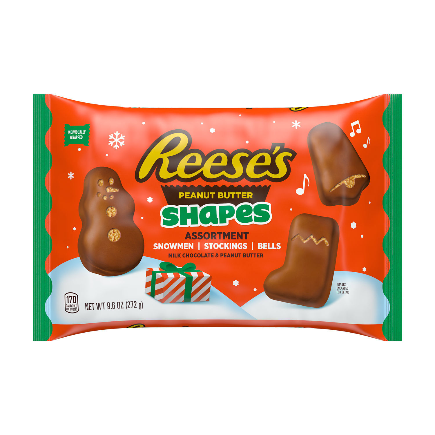 REESE'S Milk Chocolate Peanut Butter Assorted Shapes, Christmas Candy Bag, 9.6 oz $5.99