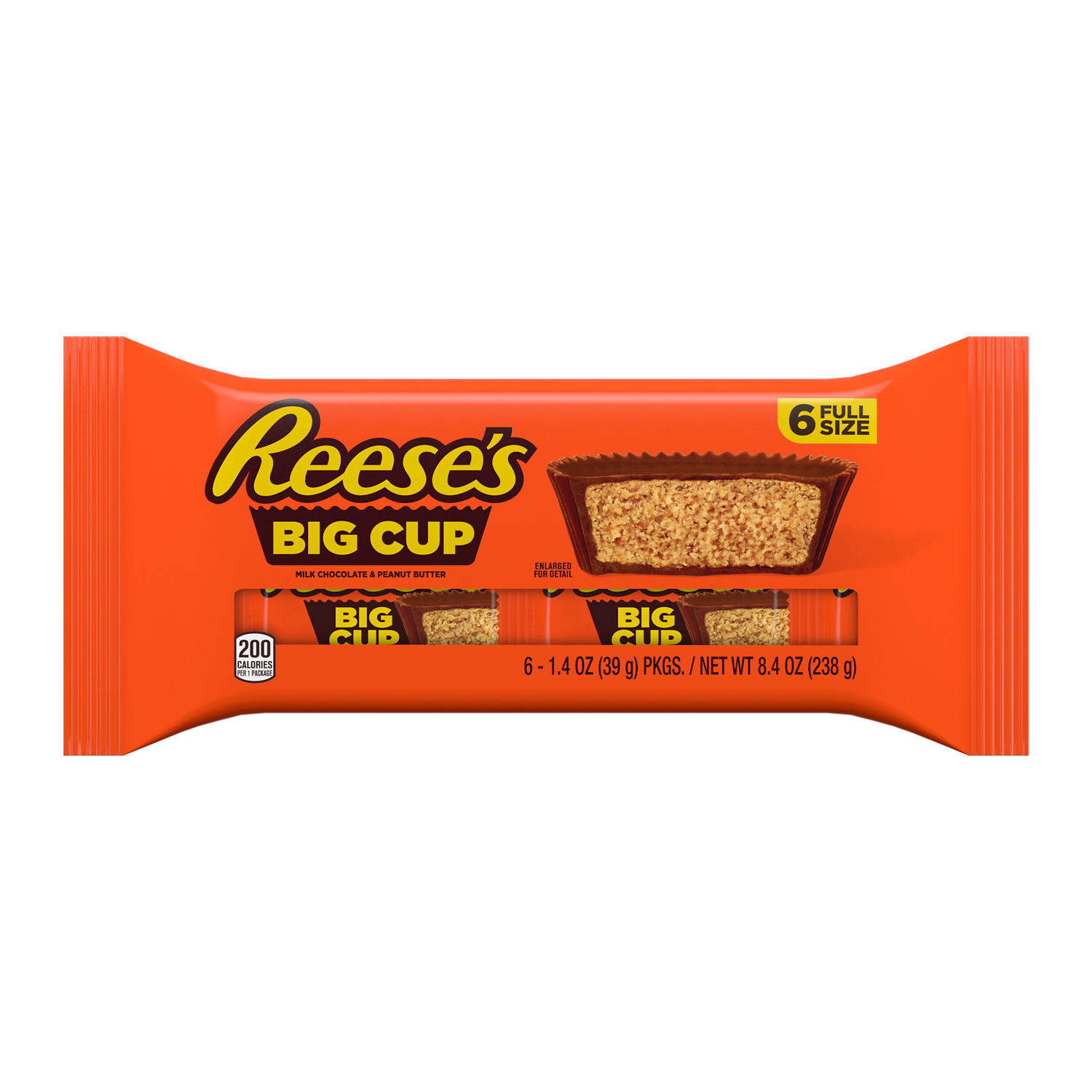 REESE'S Big Cup Milk Chocolate Peanut Butter Cups Candy Packs, 1.4 oz (6 Count) $6.99