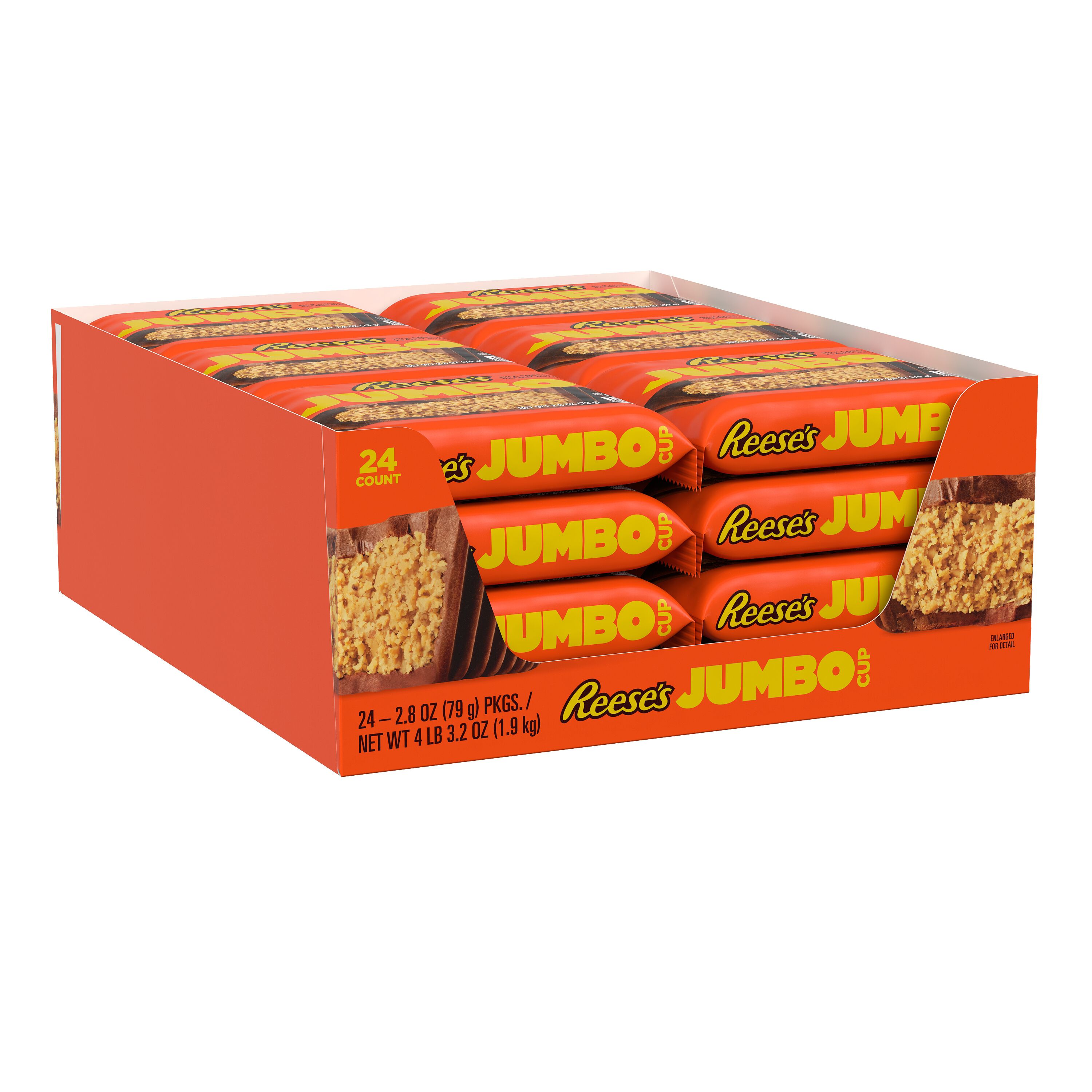 REESE'S Jumbo Cup Milk Chocolate Peanut Butter Cup Candy Pack, 2.8 oz (24 Count) $48.99
