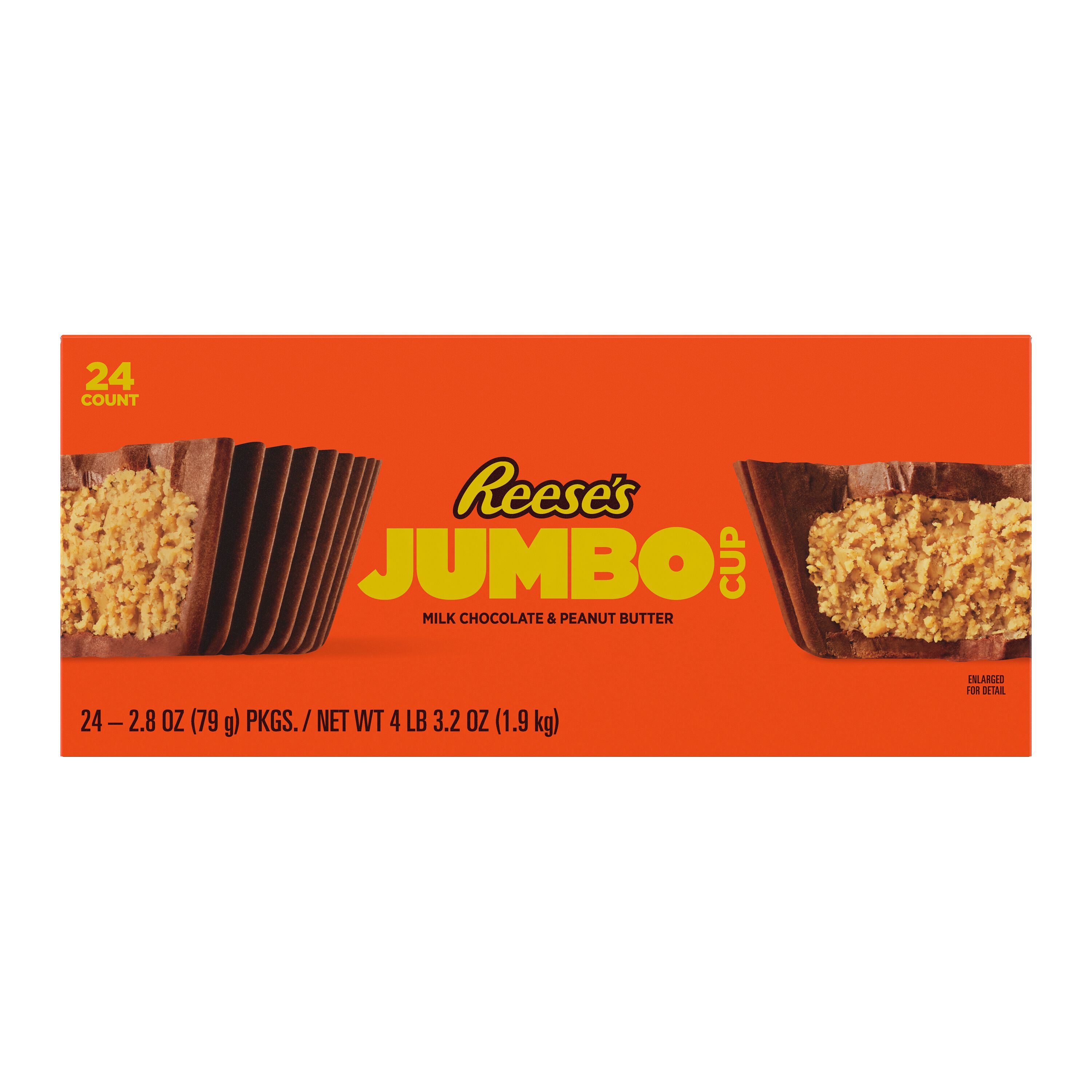 REESE'S Jumbo Cup Milk Chocolate Peanut Butter Cup Candy Pack, 2.8 oz (24 Count) $48.99