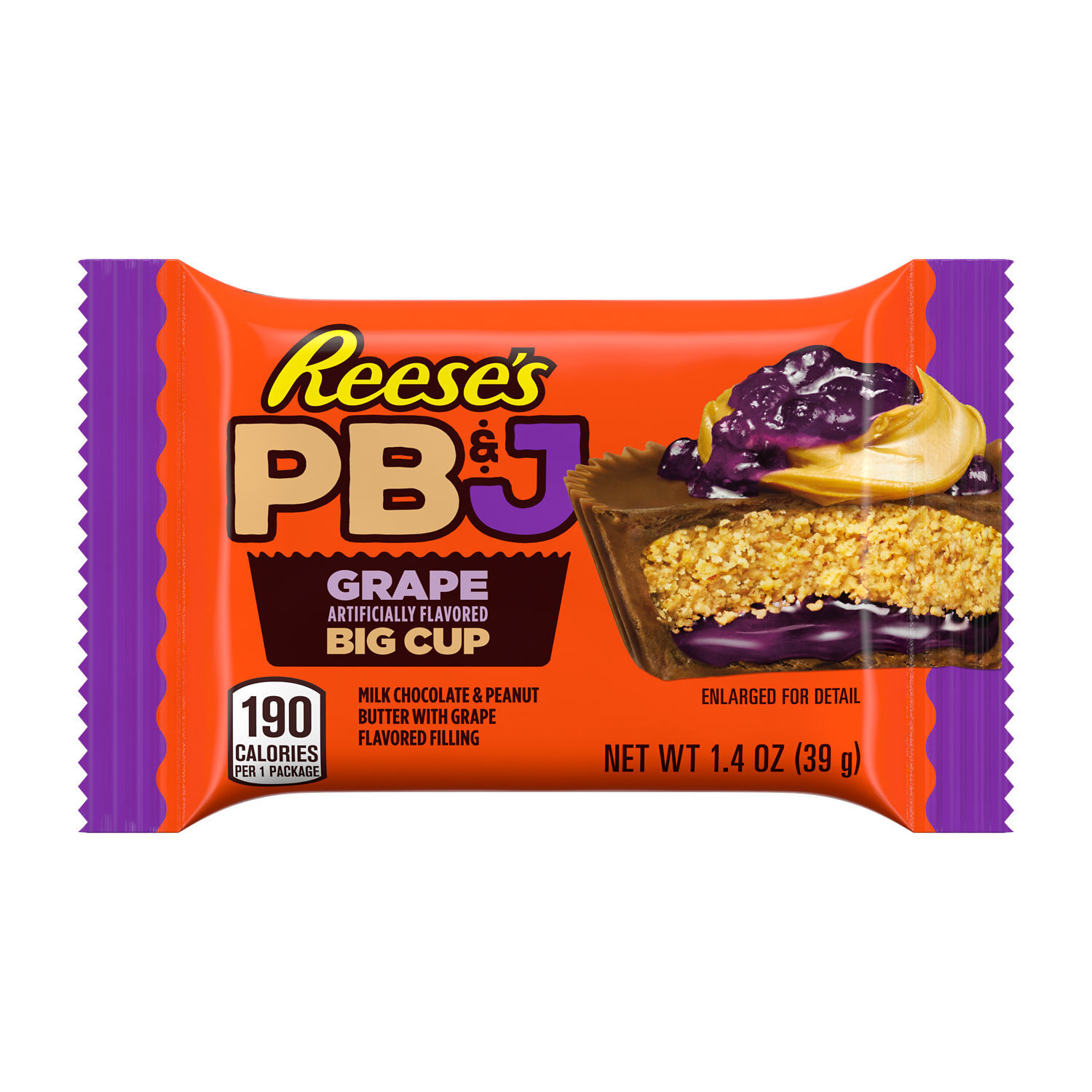REESE'S Big Cup PB&J Grape Milk Chocolate Peanut Butter Cup Candy Pack, 1.4 oz (16 Count) $18.99