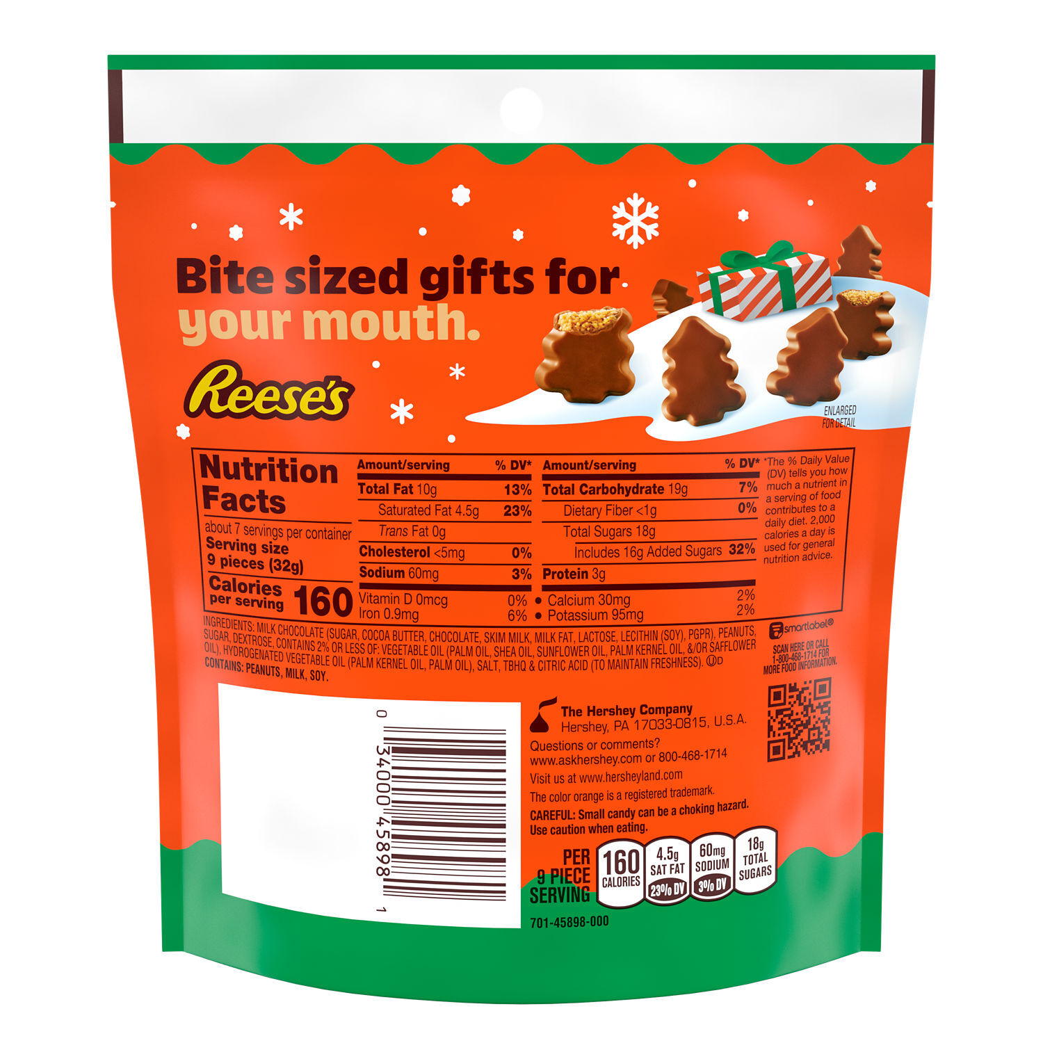 REESE'S Unwrapped Milk Chocolate Peanut Butter Creme Mini Trees, Christmas Candy Bag, 7.6 oz $5.99