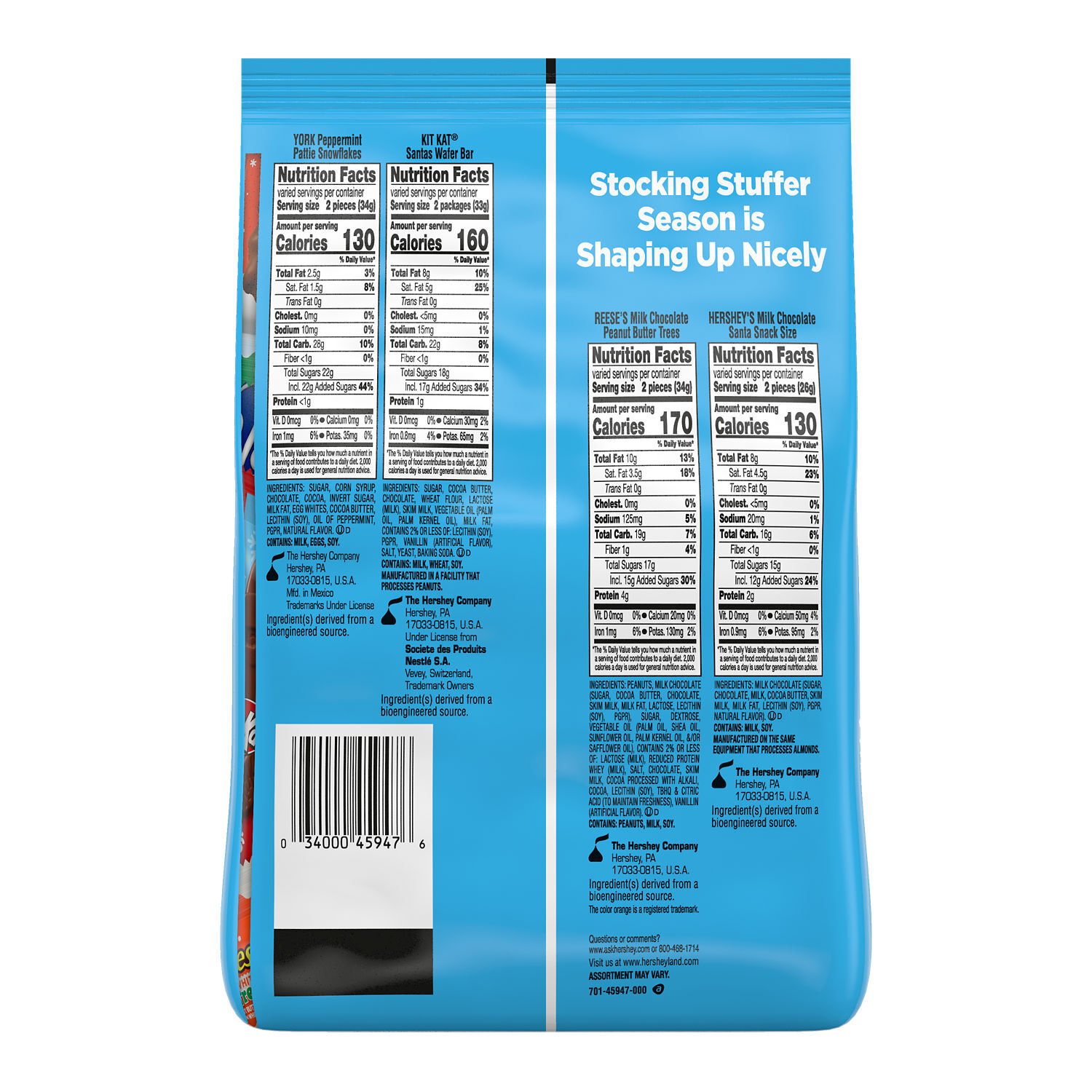 Hershey Assorted Flavors Christmas Candy Bulk Bag, 32.45 oz $16.99