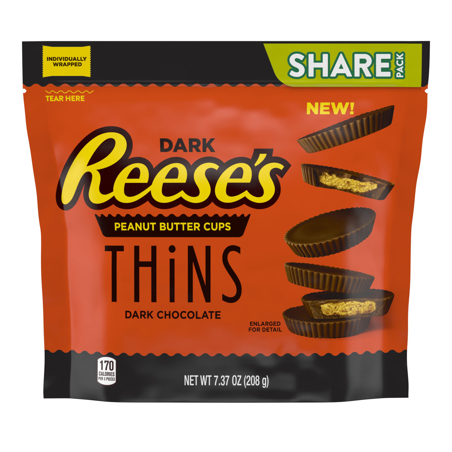 REESE'S THiNS Dark Chocolate Peanut Butter Cups Snack Size 7.37oz Candy Bag $5.99