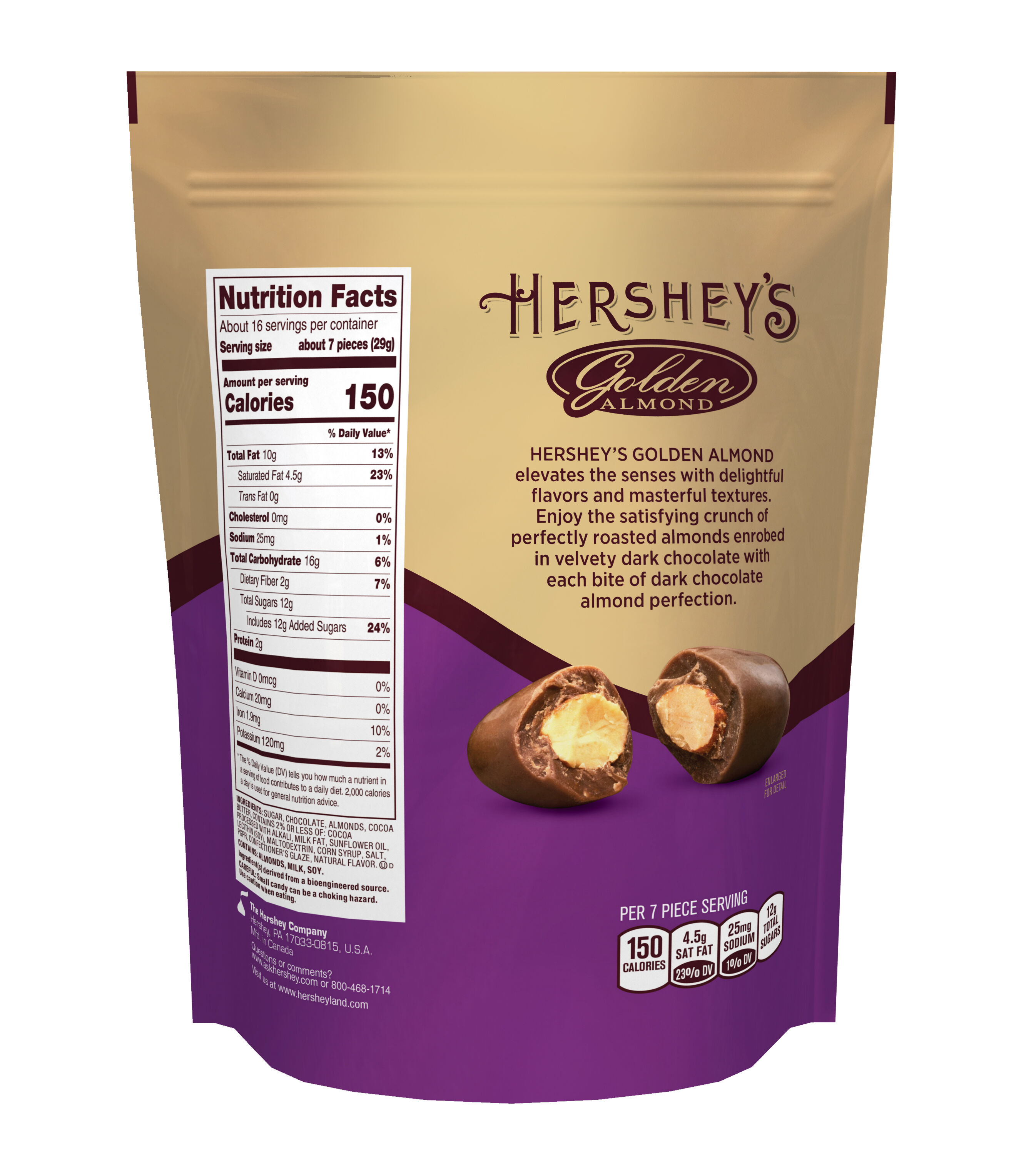 GOLDEN ALMOND Dark Chocolate Covered Almonds 16oz Pouch $16.99