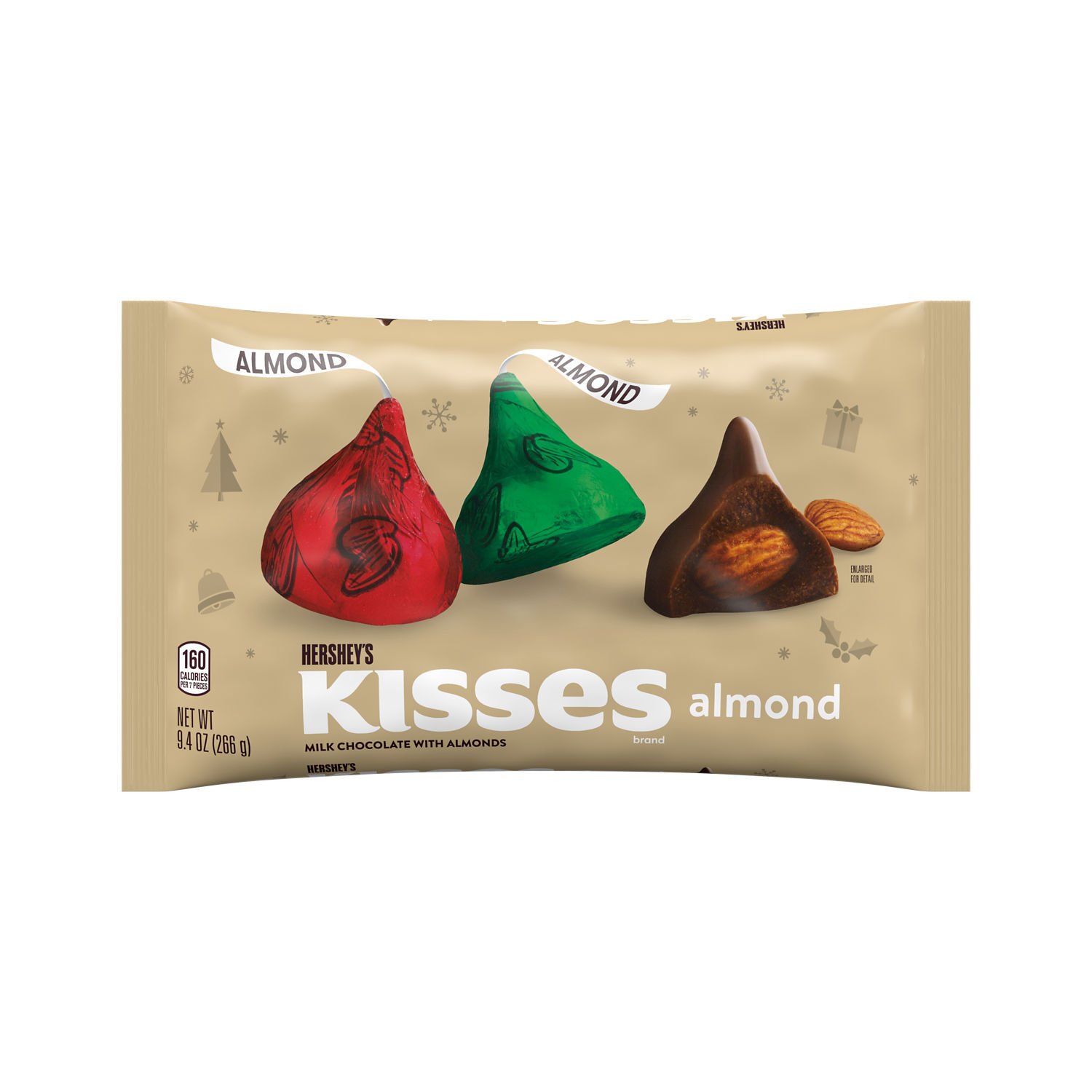 HERSHEY'S KISSES Milk Chocolate with Almonds, Christmas Candy Bag, 9.4 oz $5.99