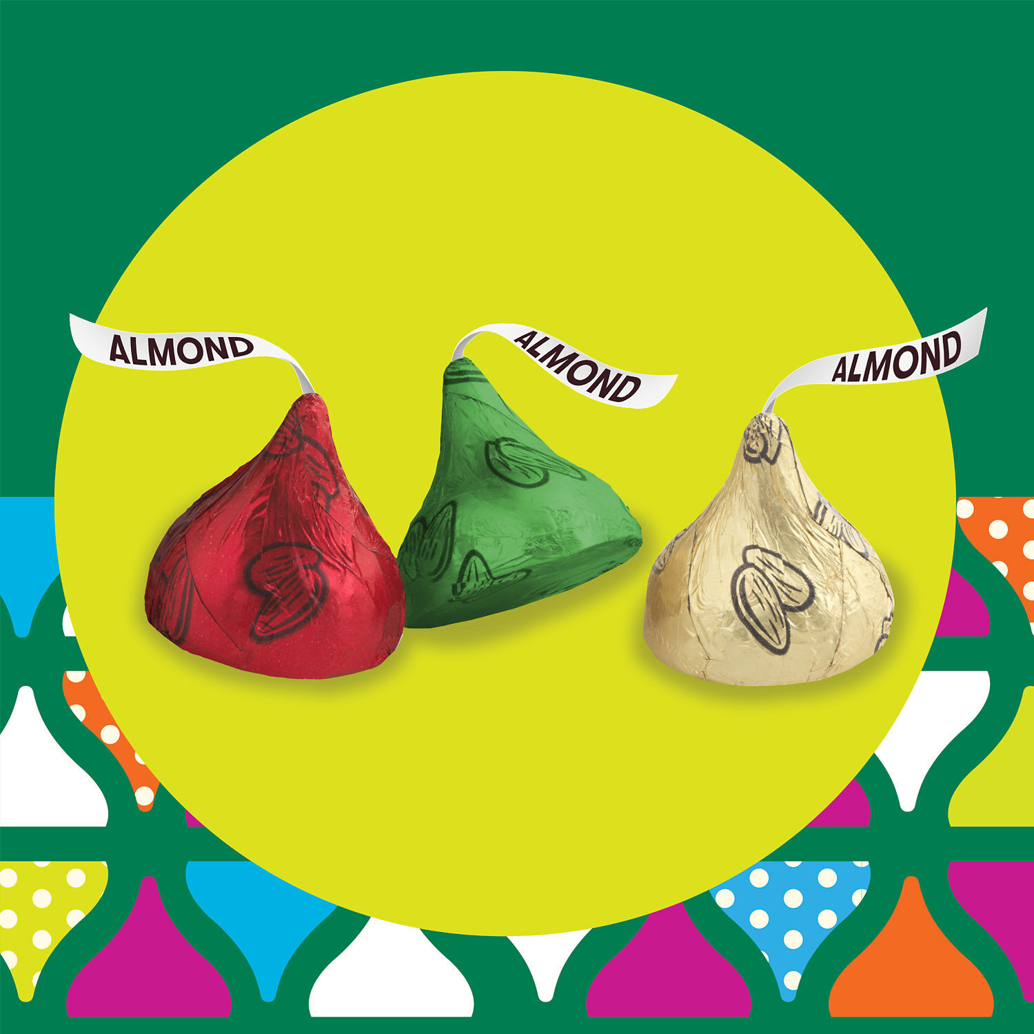 HERSHEY'S KISSES Milk Chocolate with Almonds, Christmas Candy Bag, 9.4 oz $5.99 3 HERSHEY'S KISSES Milk Chocolate with Almonds, Christmas Candy Bag, 9.4 oz $5.99