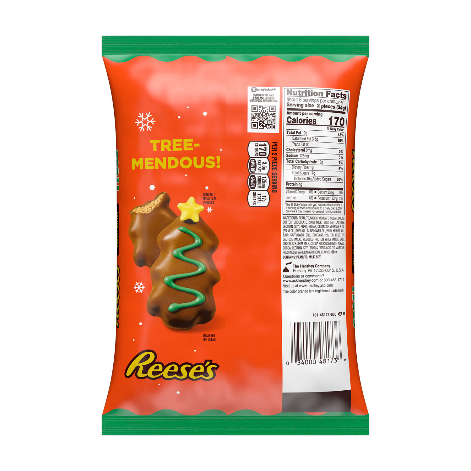 REESE'S Milk Chocolate Snack Size Peanut Butter Trees, Christmas Candy Bag, 9.6 oz $5.99