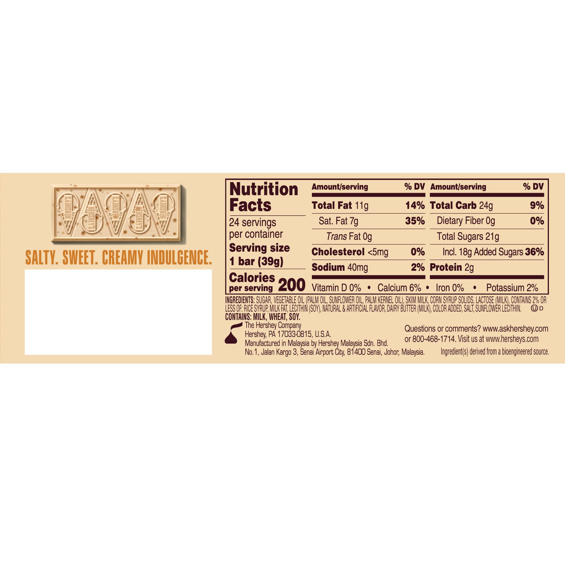HERSHEY'S Salted Caramel Ice Cream Flavored Standard Size Candy Bar, 1.38oz (24 Count) $31.99