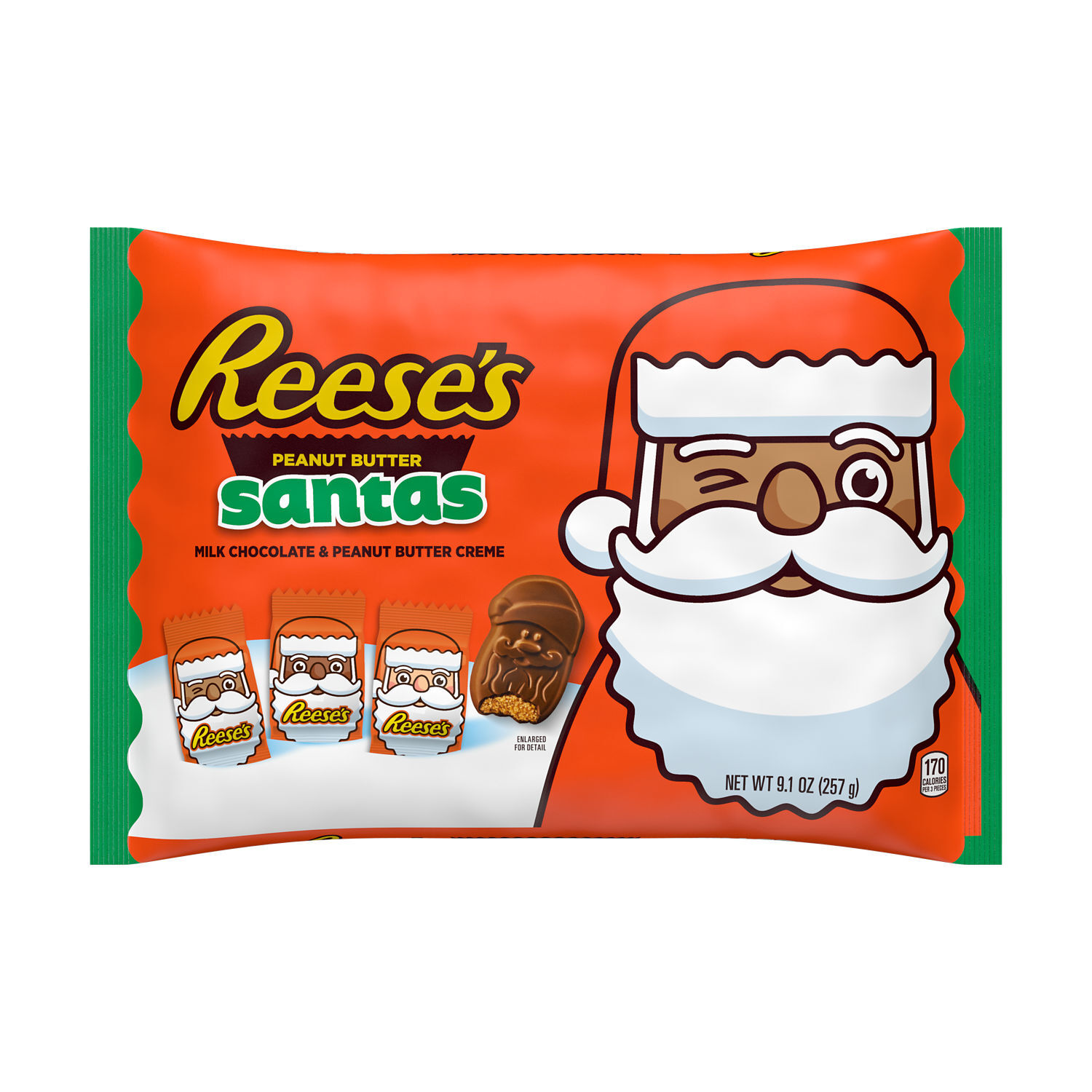 REESE'S Milk Chocolate Peanut Butter Creme Santas, Christmas Candy Bag, 9.1 oz $5.99