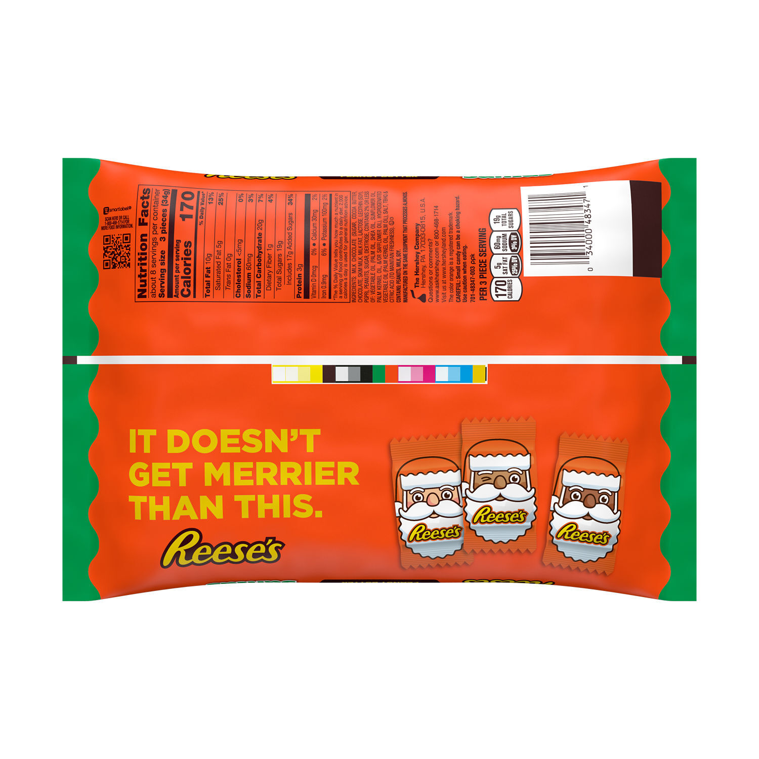 REESE'S Milk Chocolate Peanut Butter Creme Santas, Christmas Candy Bag, 9.1 oz $5.99