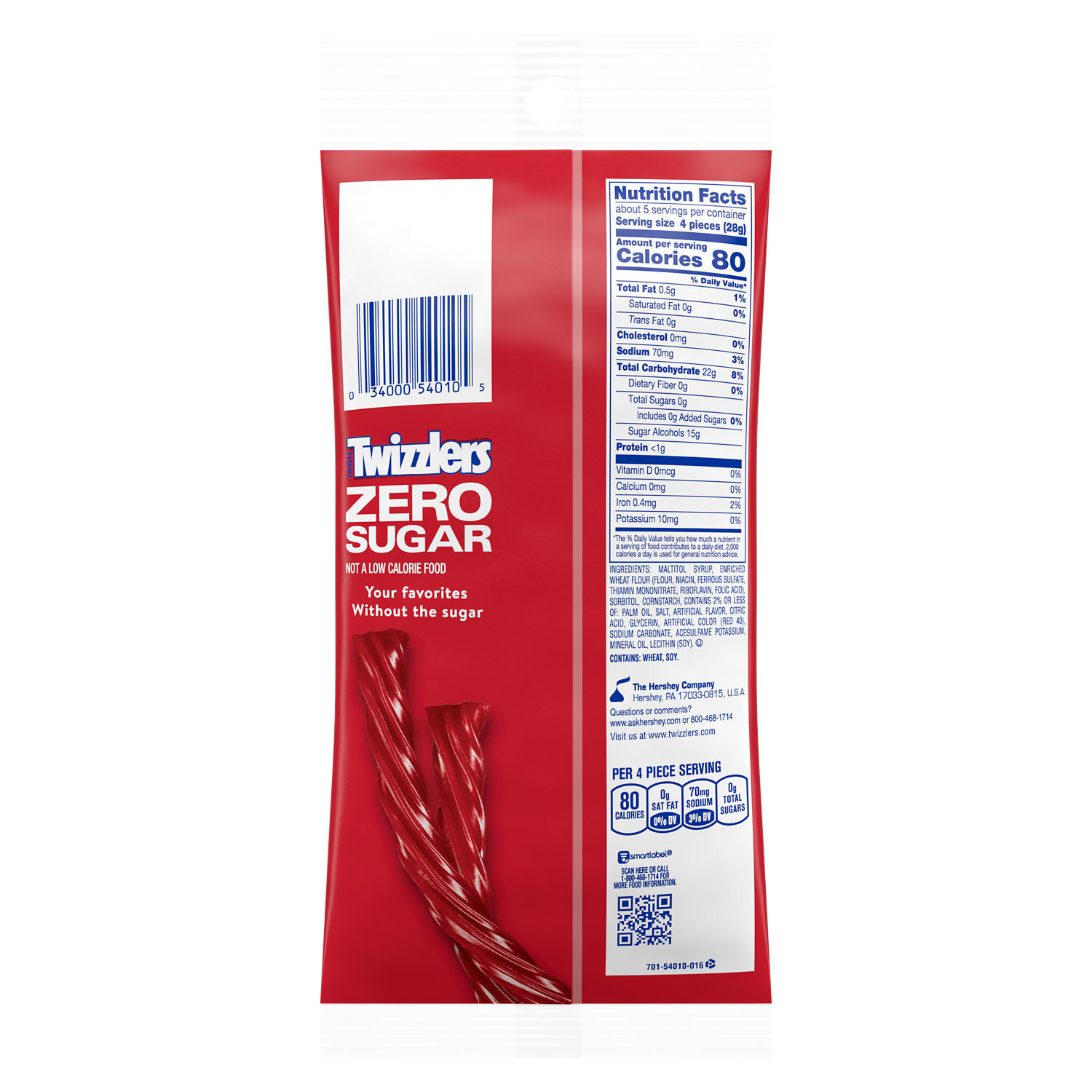 TWIZZLERS Zero Sugar Twists Strawberry Flavored Licorice Style Candy Bag, 5 oz $3.49