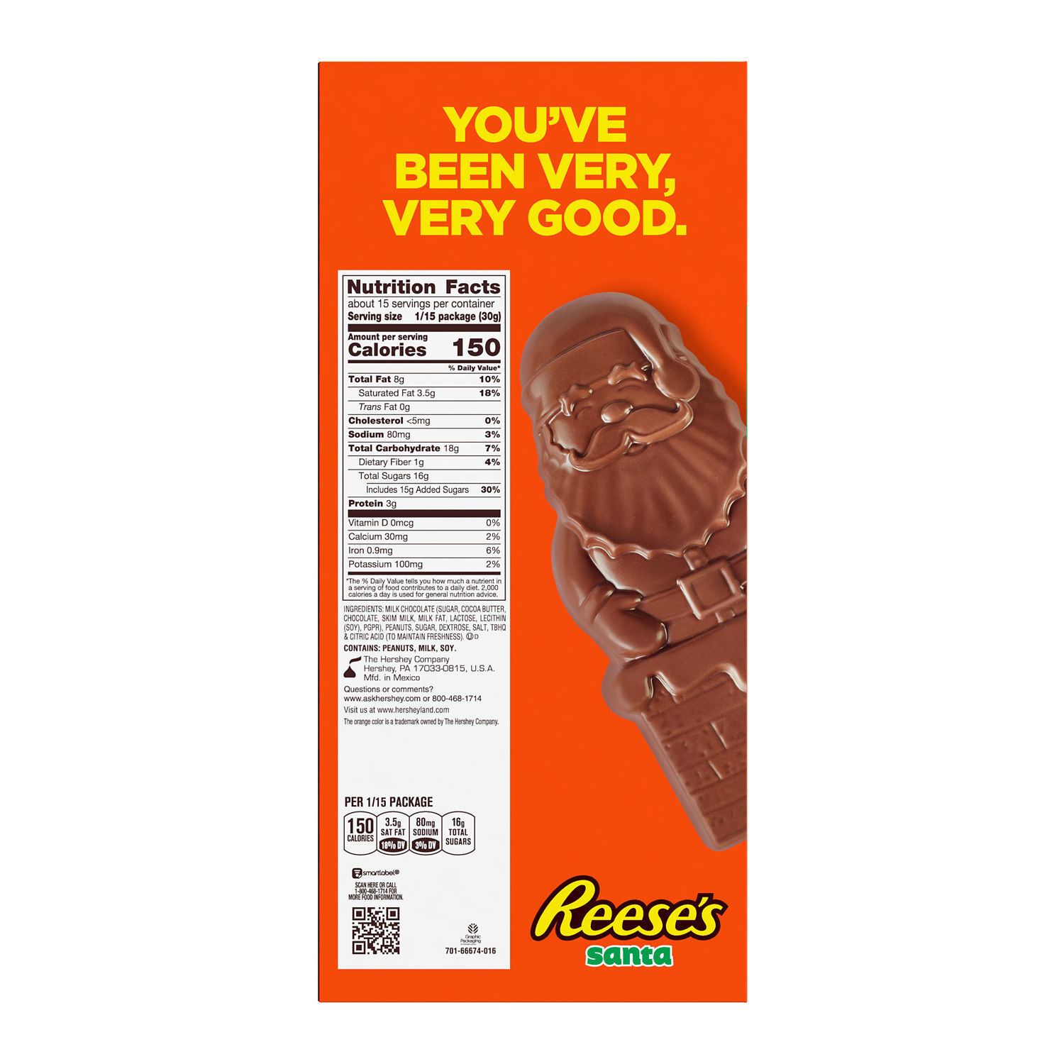 REESE'S Milk Chocolate Peanut Butter Santa, Christmas Candy Box, 16 oz $14.99