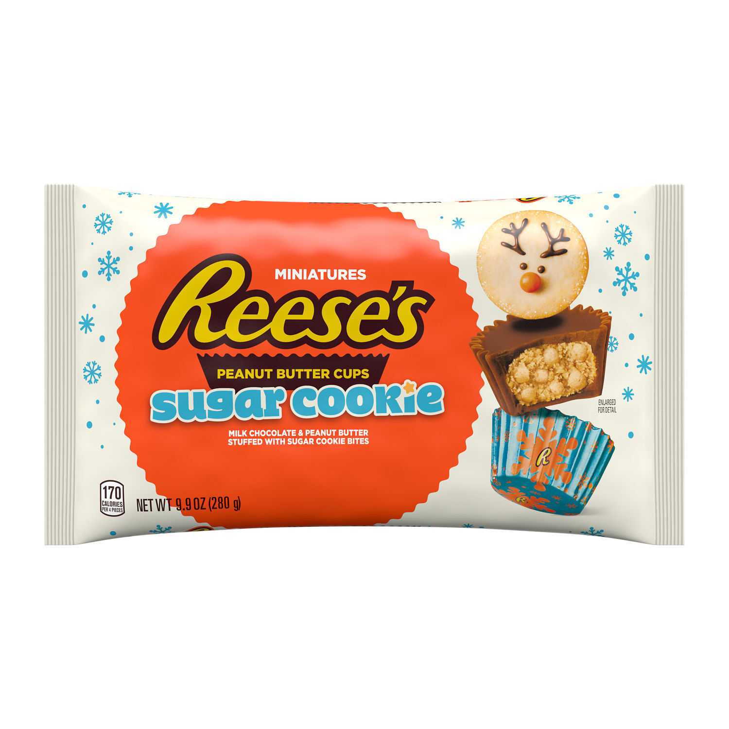 REESE'S Sugar Cookie Milk Chocolate Peanut Butter Miniature Cups, Christmas Candy Bag, 9.9 oz $5.99