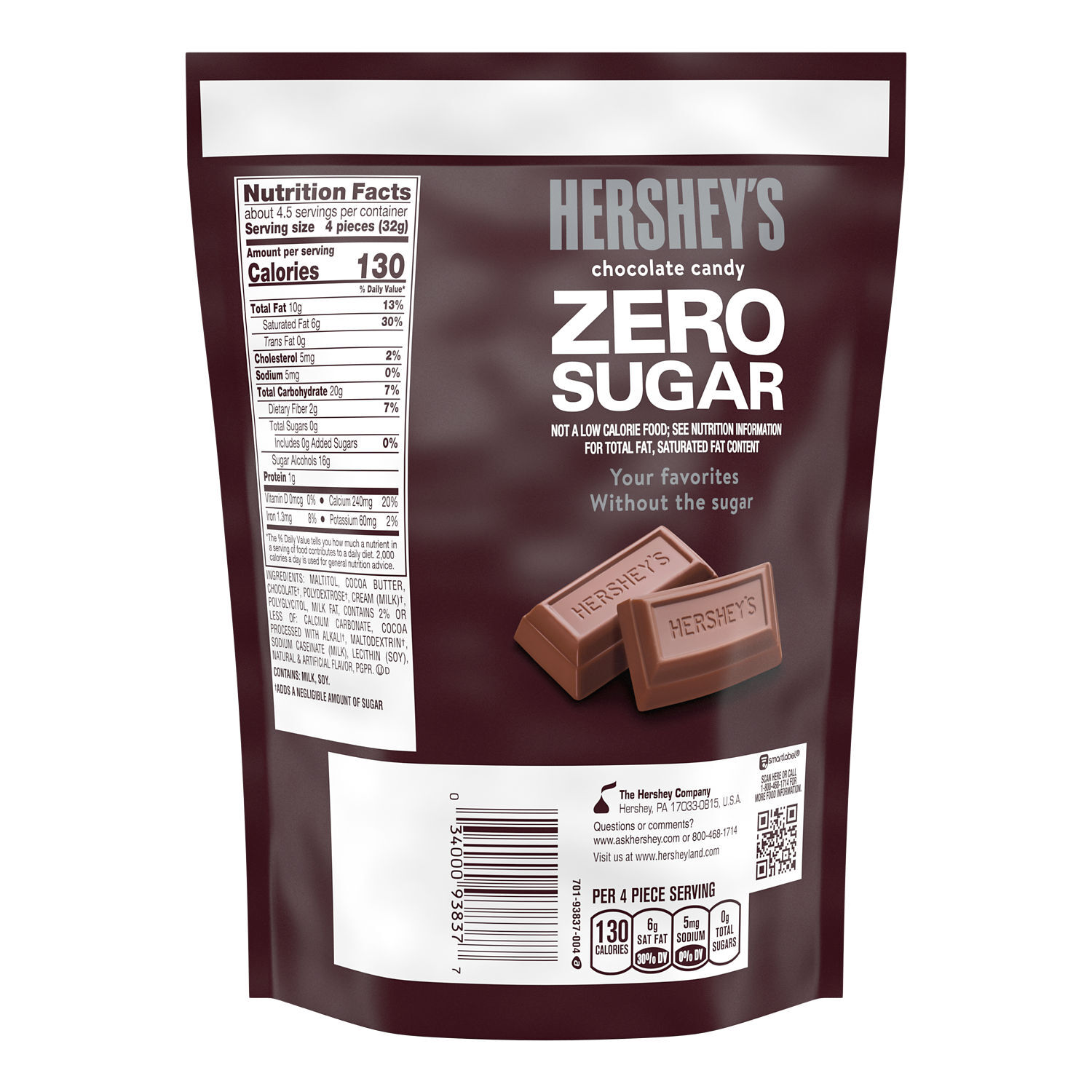 HERSHEY'S ZERO Milk Chocolate Miniatures 5.1oz Candy Bag $6.99