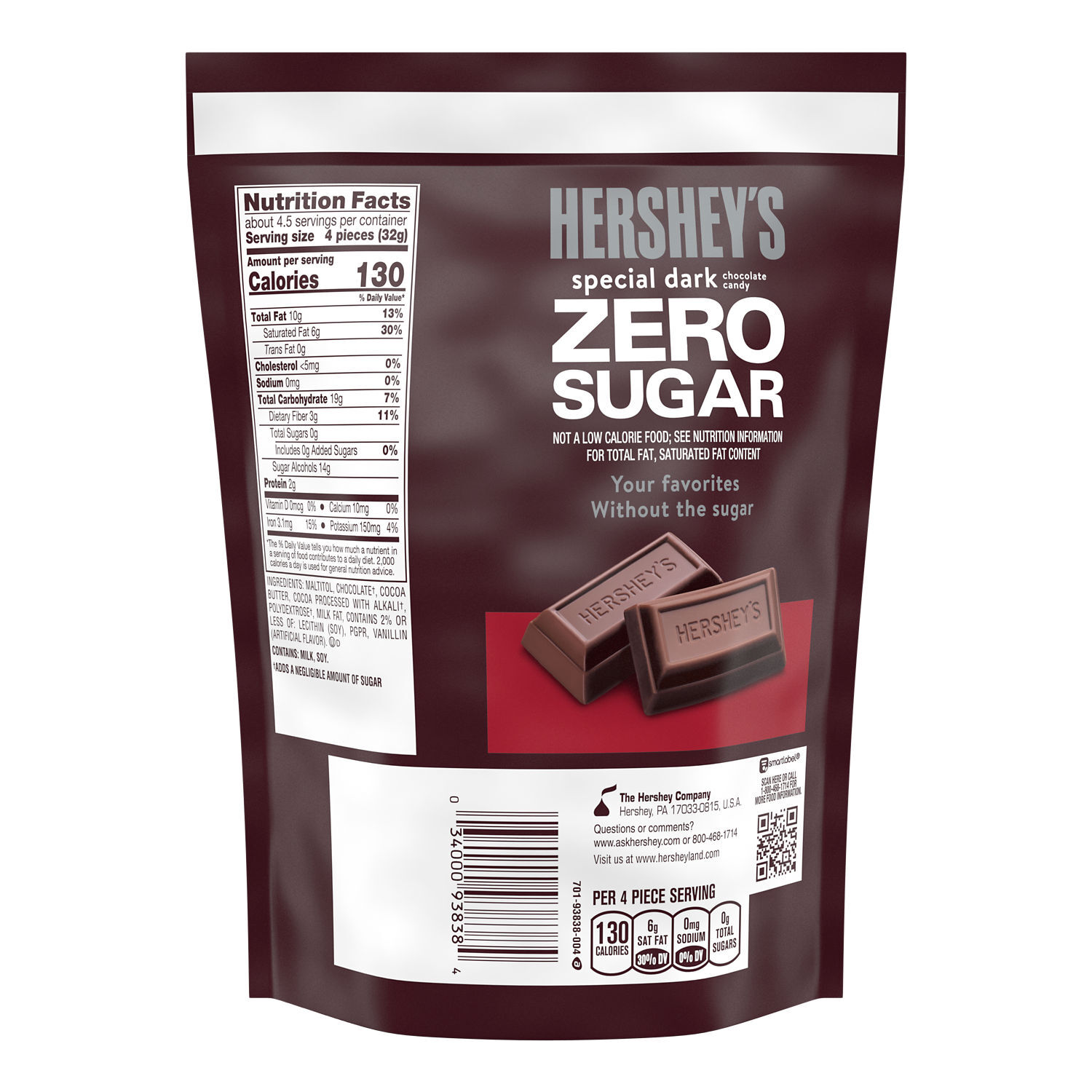 HERSHEY'S ZERO SPECIAL DARK Chocolate Miniatures 5.1oz Candy Bag $6.99