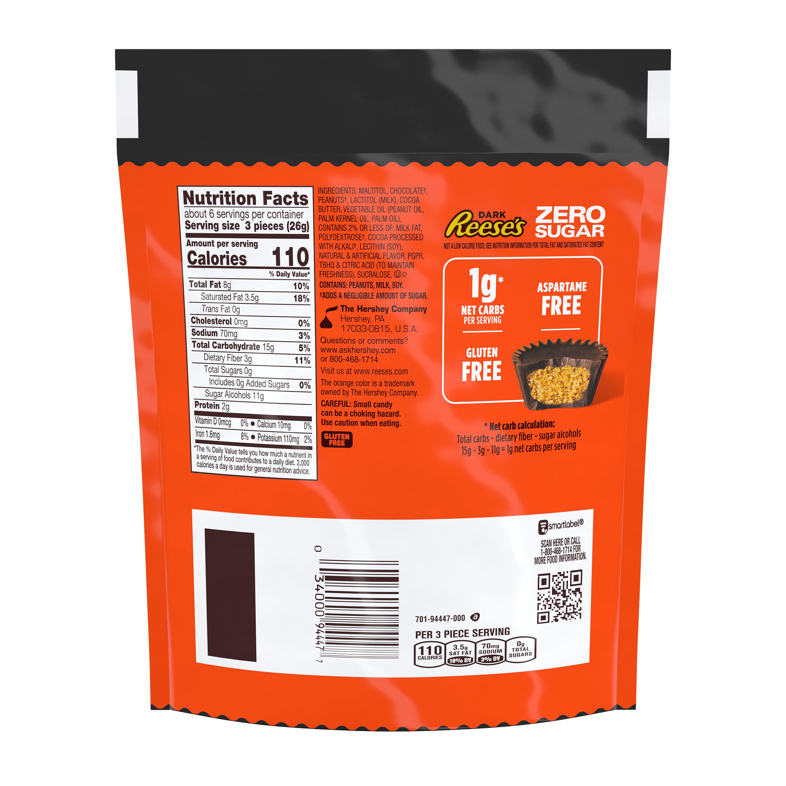 REESE'S Zero Sugar Miniatures Dark Chocolate Peanut Butter Cups Candy Bag, 5.1 oz $6.99