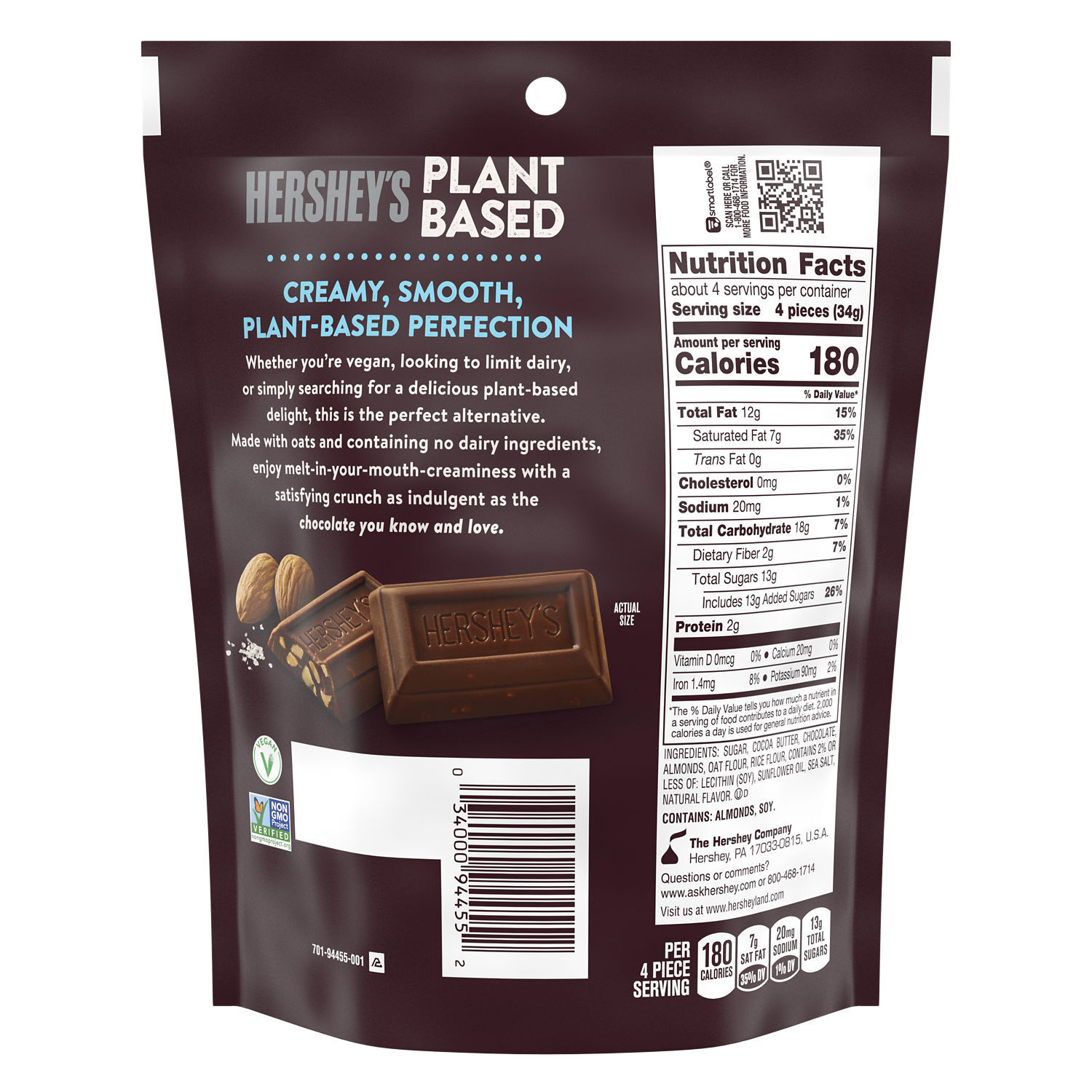 HERSHEY'S Plant Based Extra Creamy with Almond and Sea Salt Candy Bag, 4.5 oz $6.99