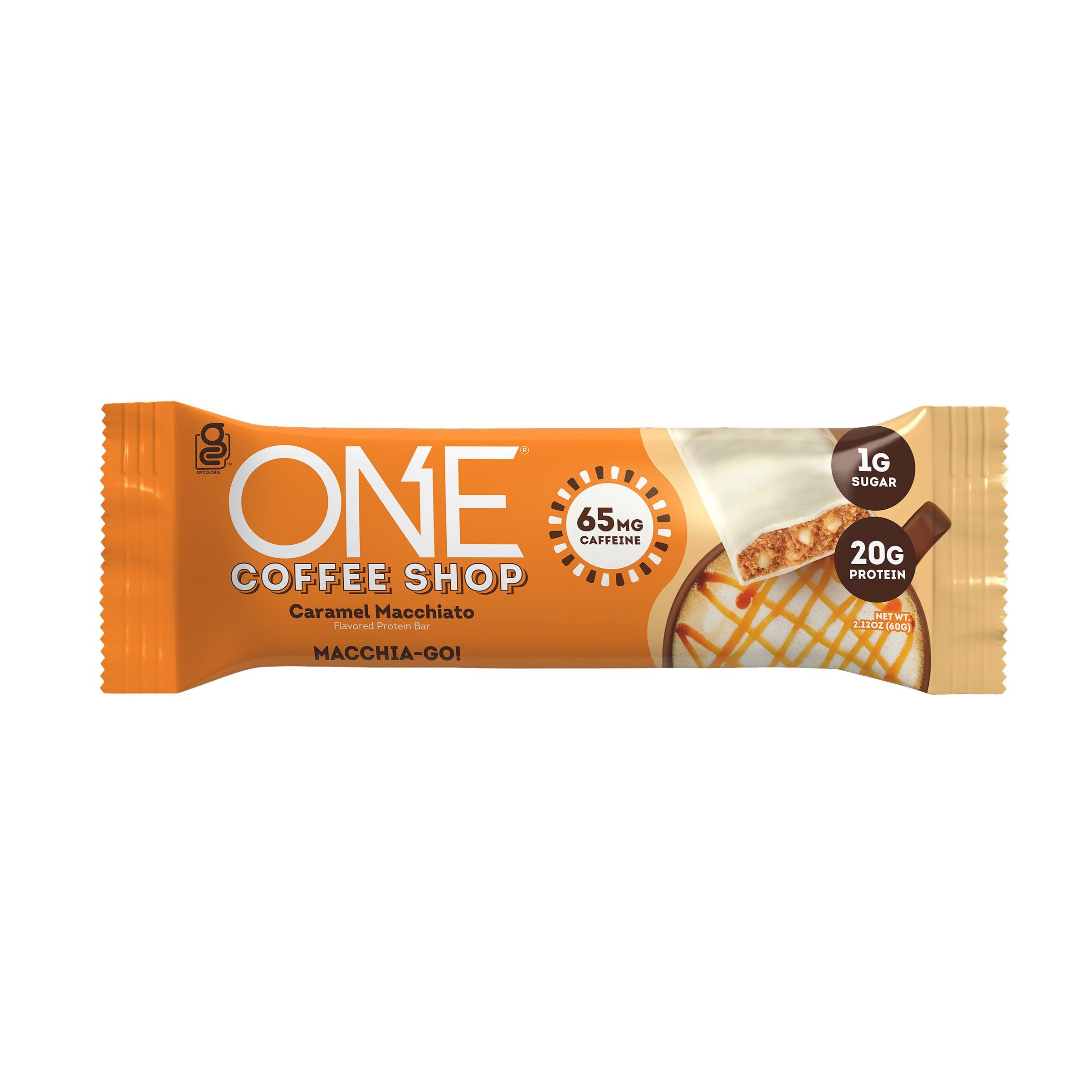 ONE Coffee Shop Caramel Macchiato Flavored Caffeinated Protein Bars, 2.12 oz (12 Count) $24.99 3 ONE Coffee Shop Caramel Macchiato Flavored Caffeinated Protein Bars, 2.12 oz (12 Count) $24.99