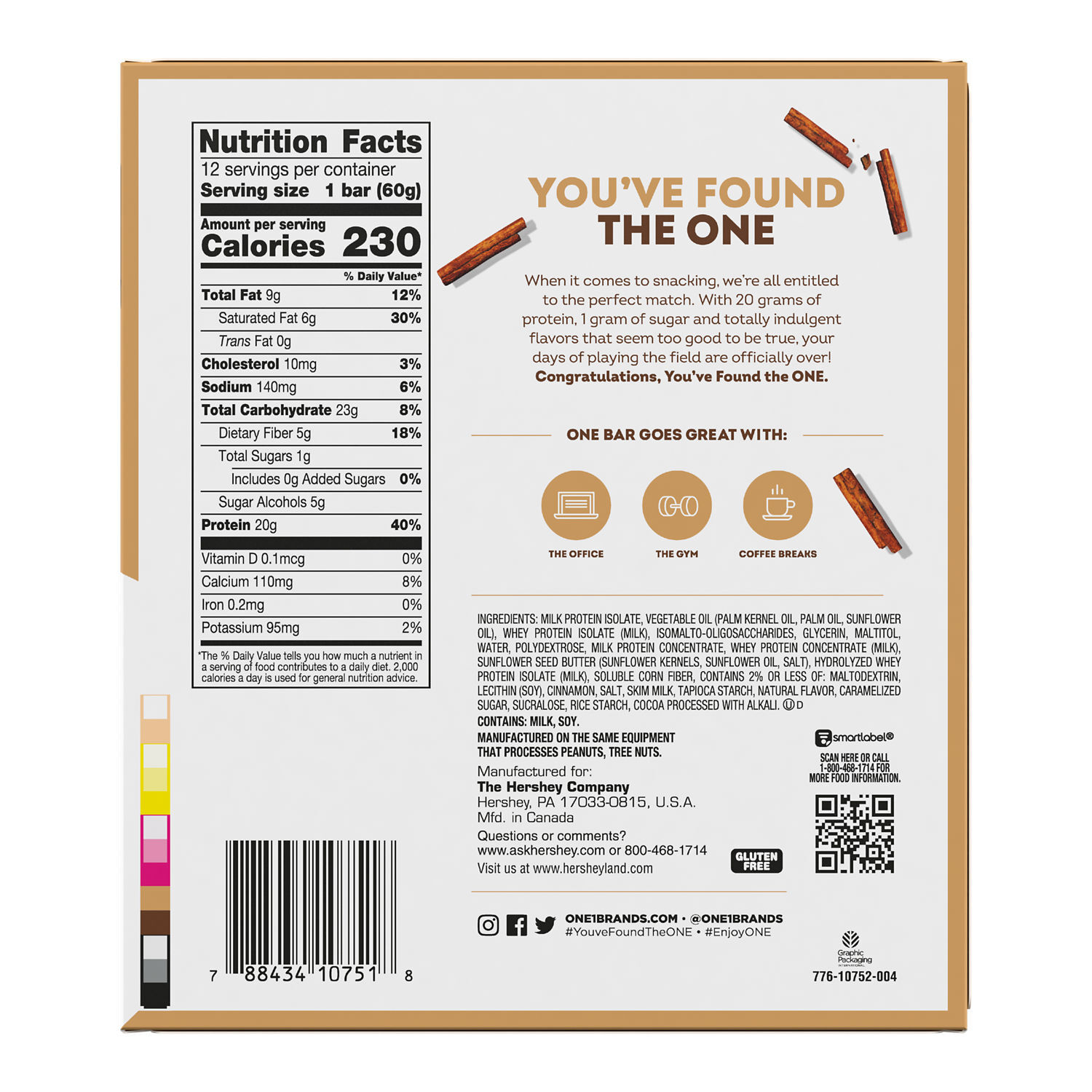 ONE Cinnamon Roll Flavored Protein Bars, 2.12 oz (12 Count) $24.99