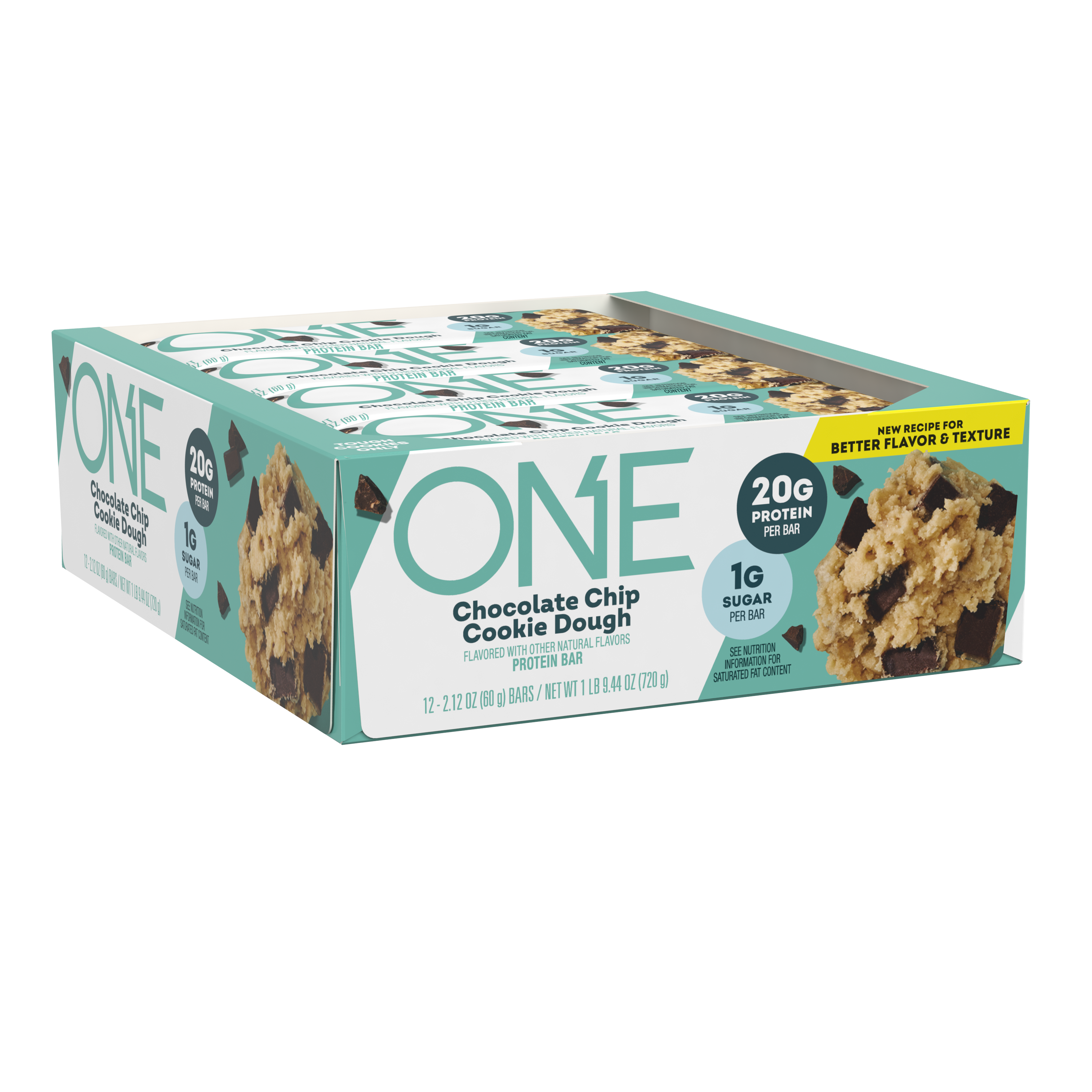 ONE Chocolate Chip Cookie Dough Flavored Protein Bars, 2.12 oz (12 Count) $24.99