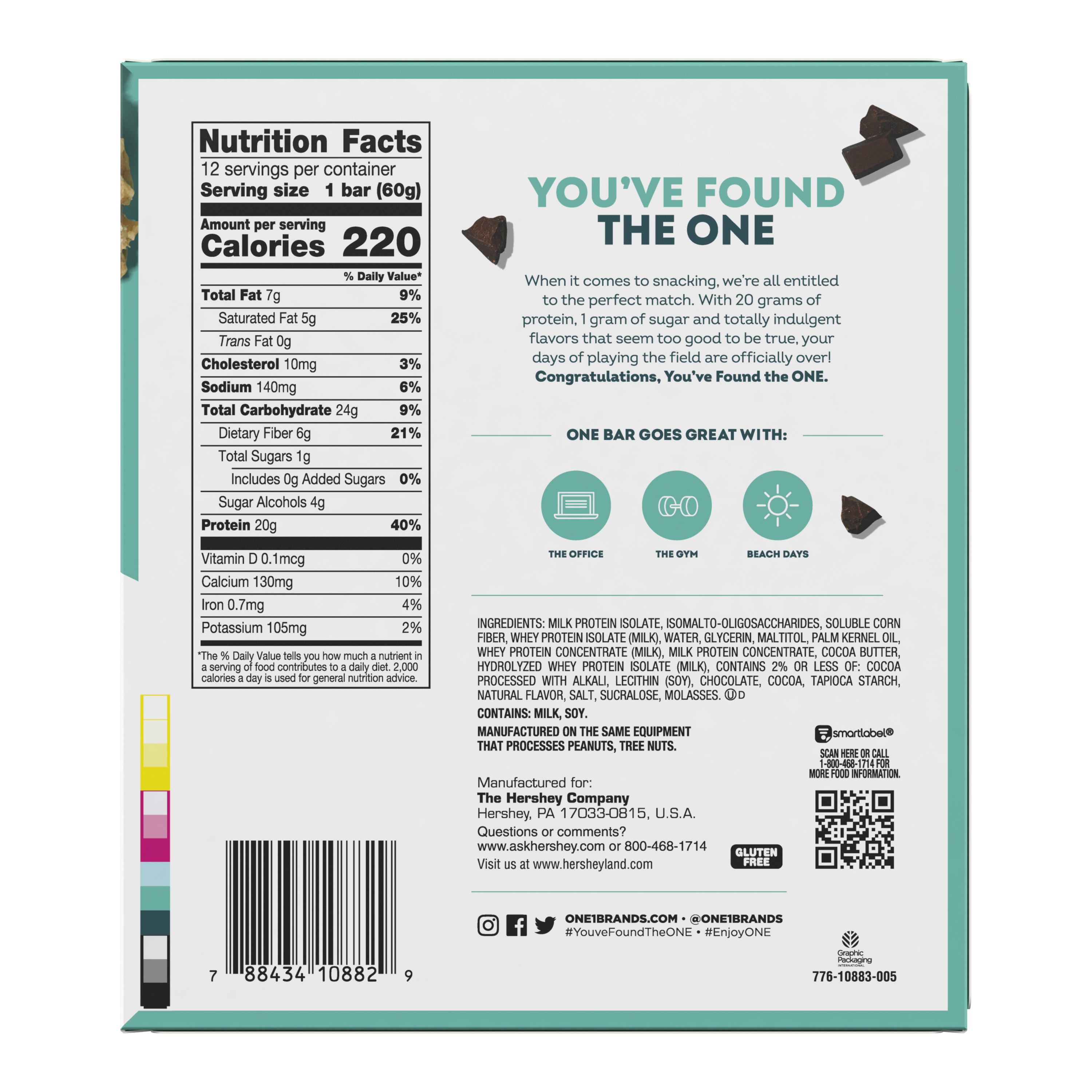 ONE Chocolate Chip Cookie Dough Flavored Protein Bars, 2.12 oz (12 Count) $24.99