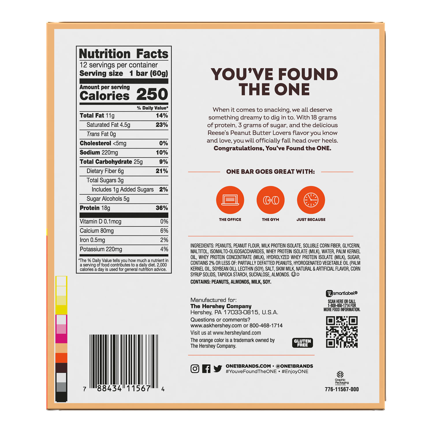ONE REESE'S Peanut Butter Lovers Flavored Protein Bars, 2.12 oz (12 Count) $24.99