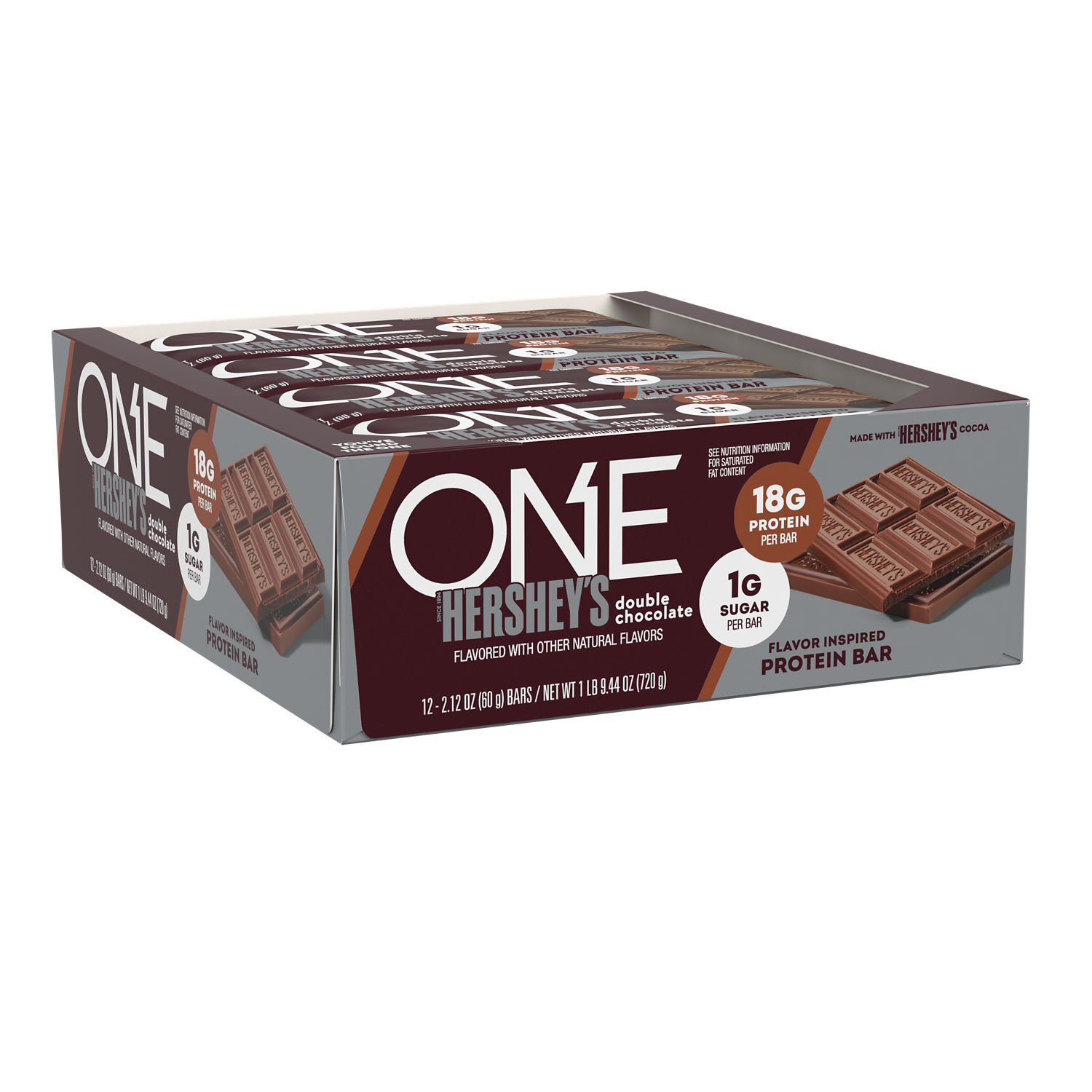 ONE HERSHEY'S Double Chocolate Flavored Protein Bars, 2.12 oz (12 Count) $24.99