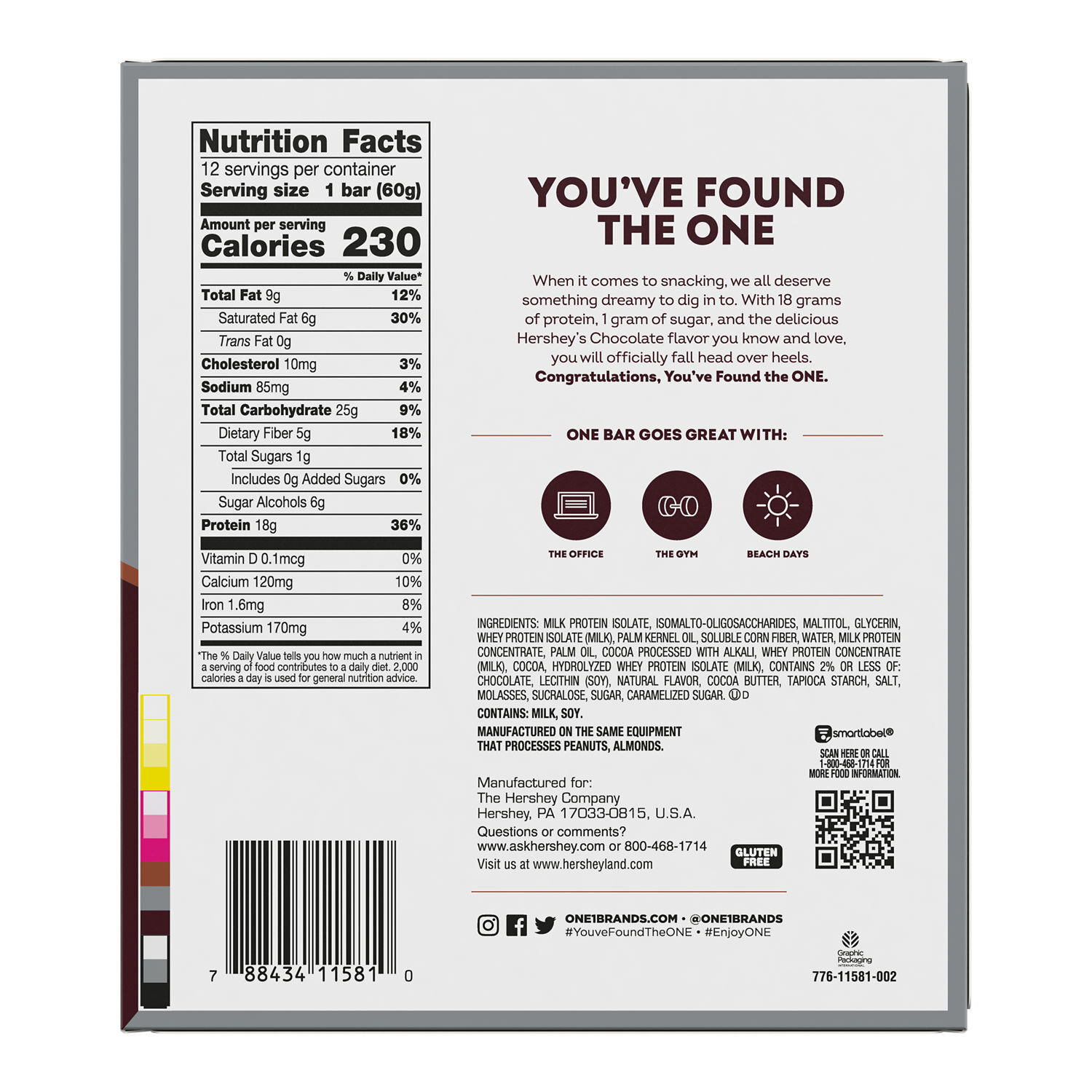 ONE HERSHEY'S Double Chocolate Flavored Protein Bars, 2.12 oz (12 Count) $24.99