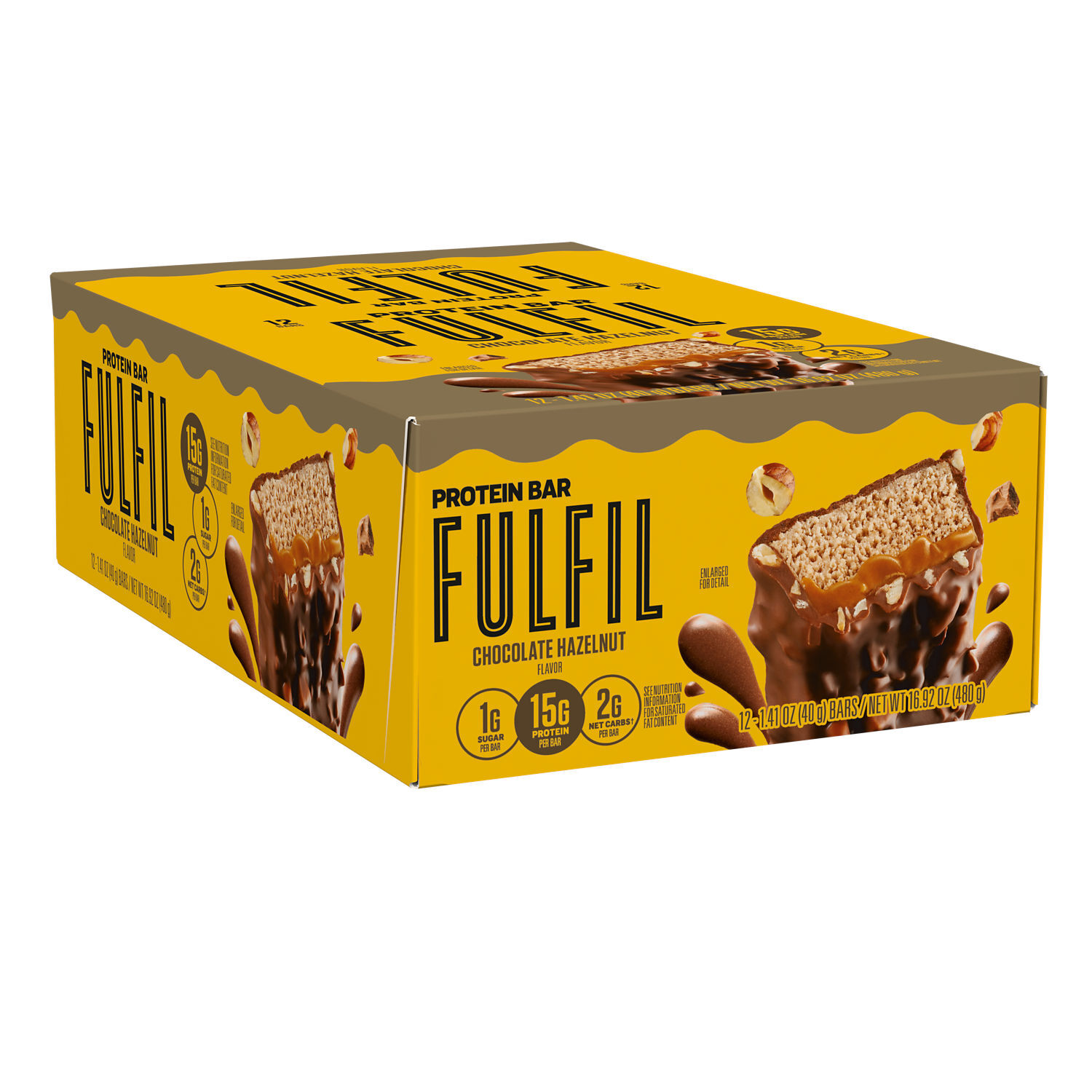 FULFIL Chocolate Hazelnut Flavored Protein Bars, 1.41 oz (12 Count) $24.99
