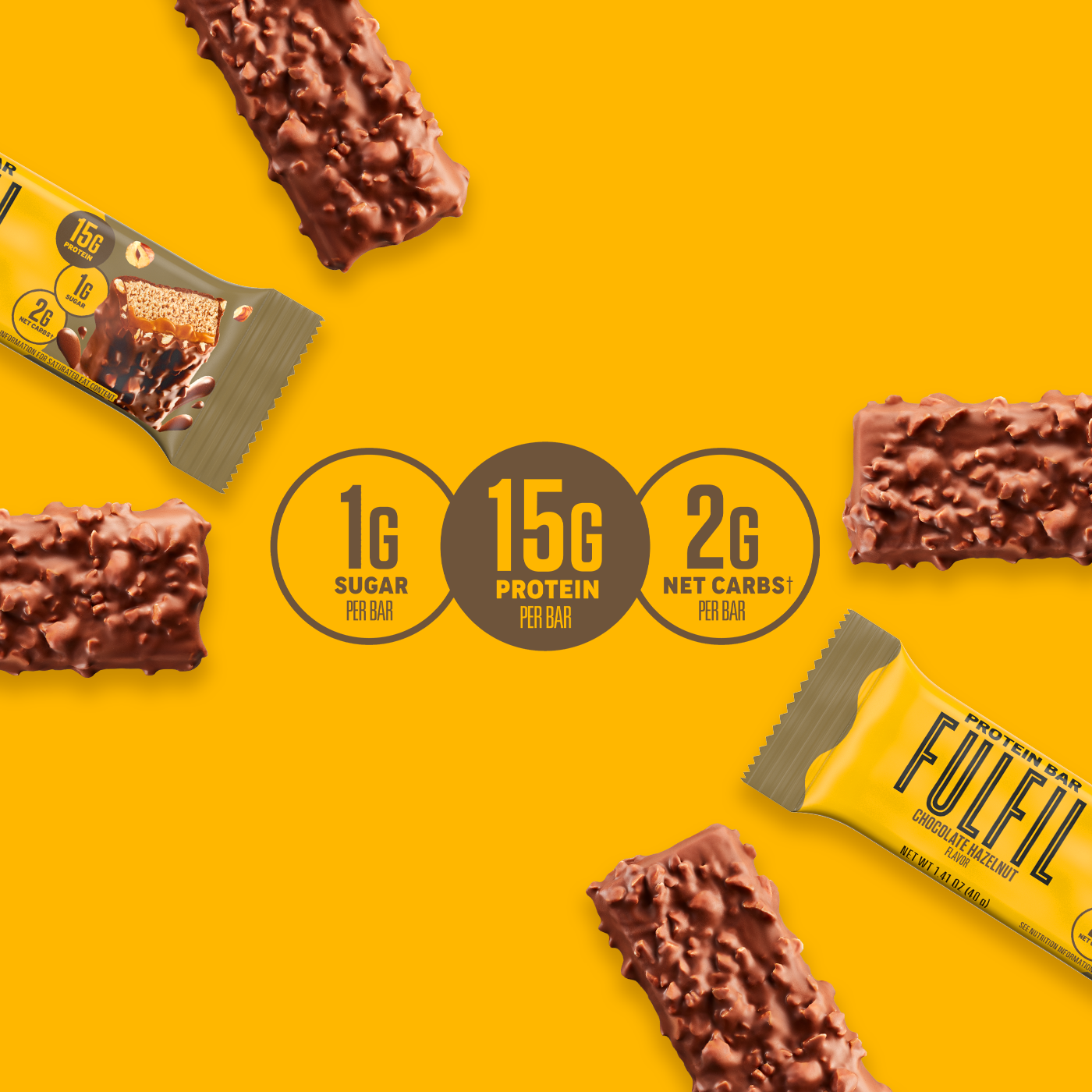 FULFIL Chocolate Hazelnut Flavored Protein Bars, 1.41 oz (12 Count) $24.99