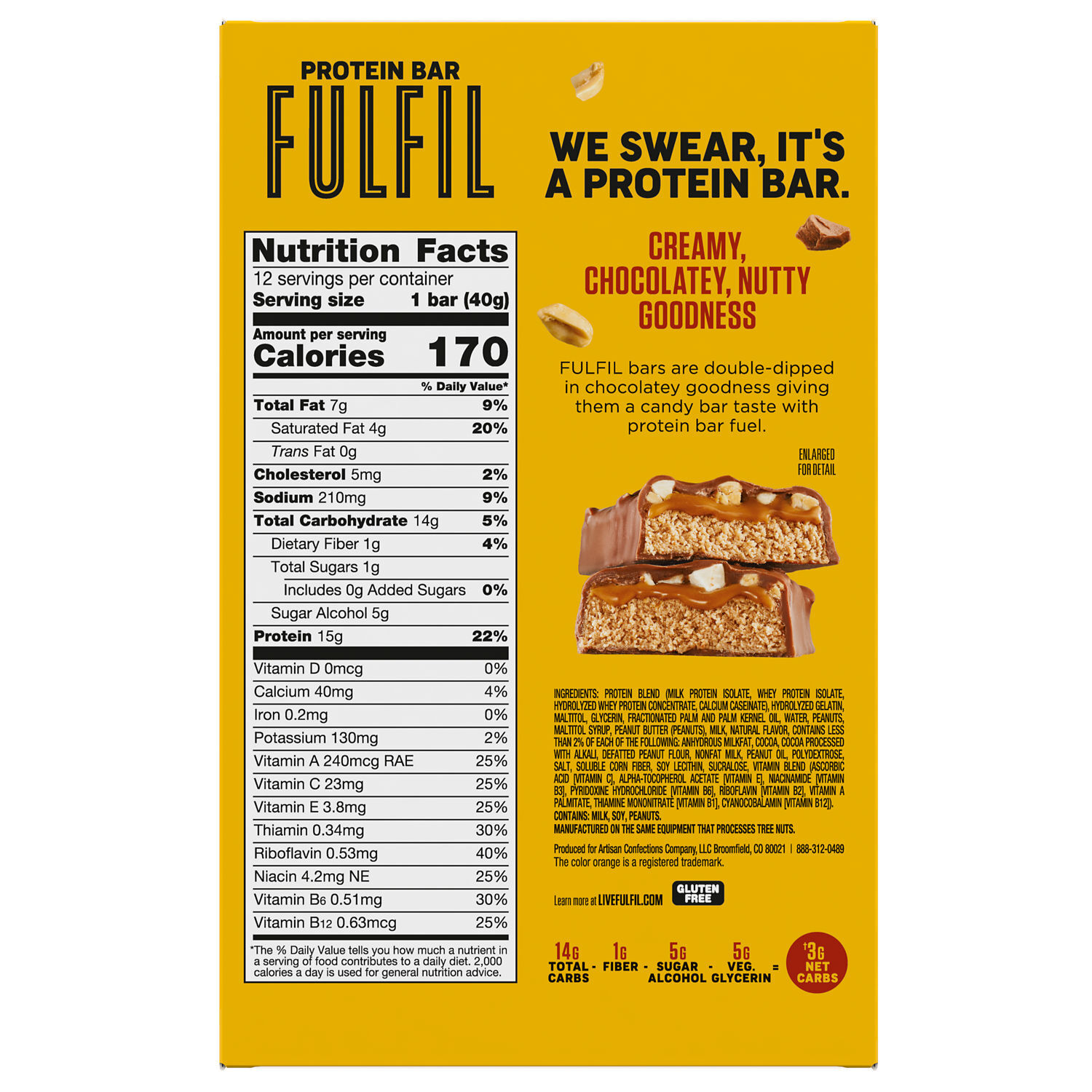 FULFIL REESE'S Chocolate Peanut Butter Flavored Protein Bar, 1.41 oz (12 Count) $24.99