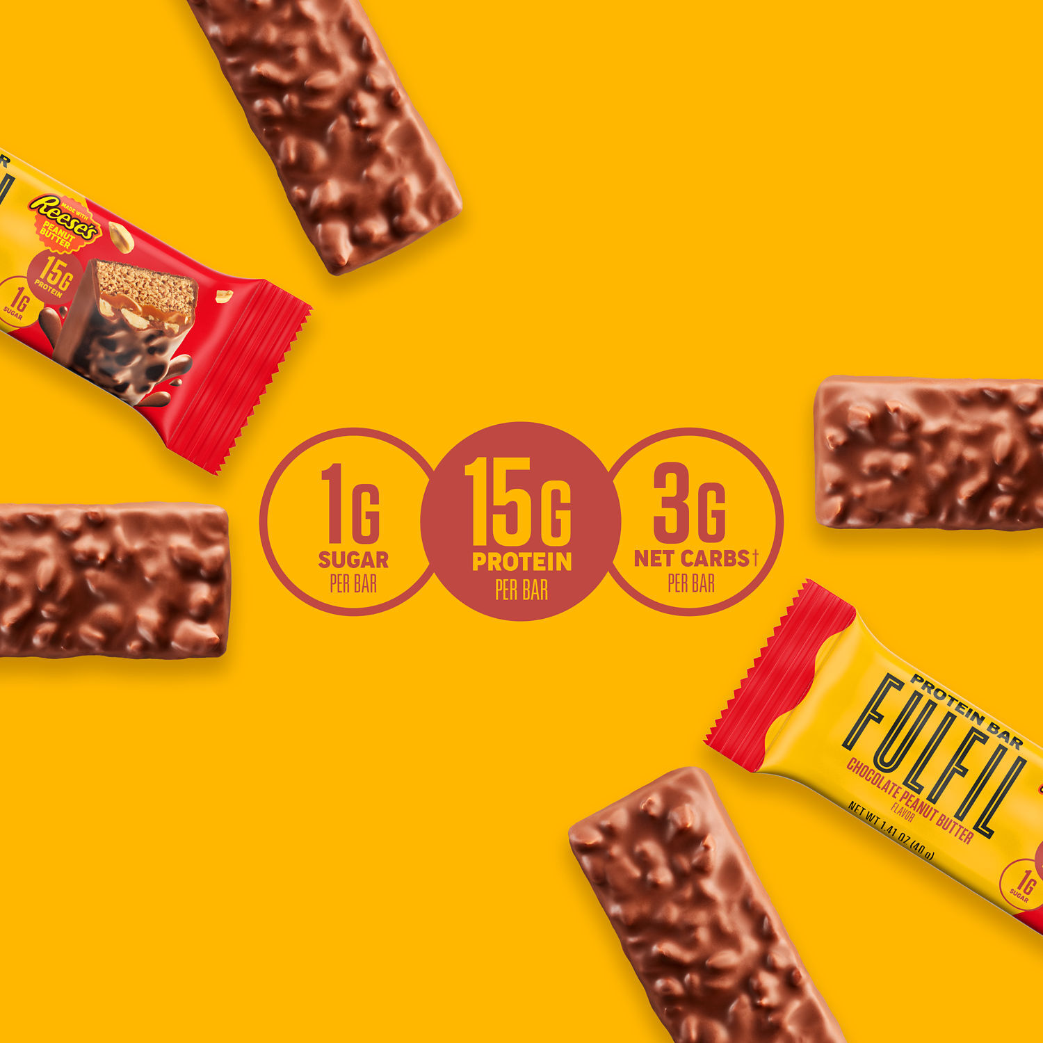 FULFIL REESE'S Chocolate Peanut Butter Flavored Protein Bar, 1.41 oz (12 Count) $24.99