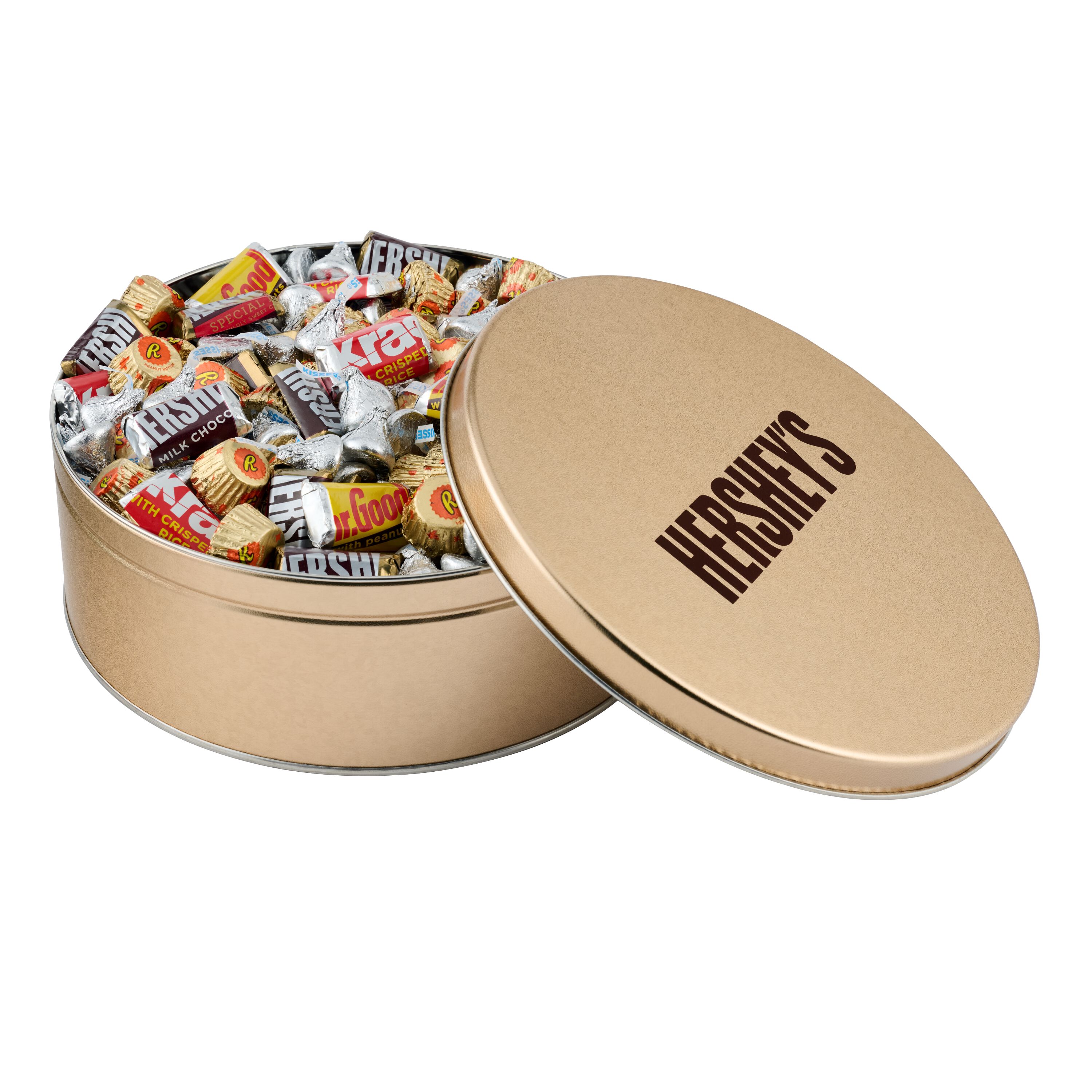 HERSHEY’S Assorted Miniatures Gold Gift Tin, 5 lbs $54.99