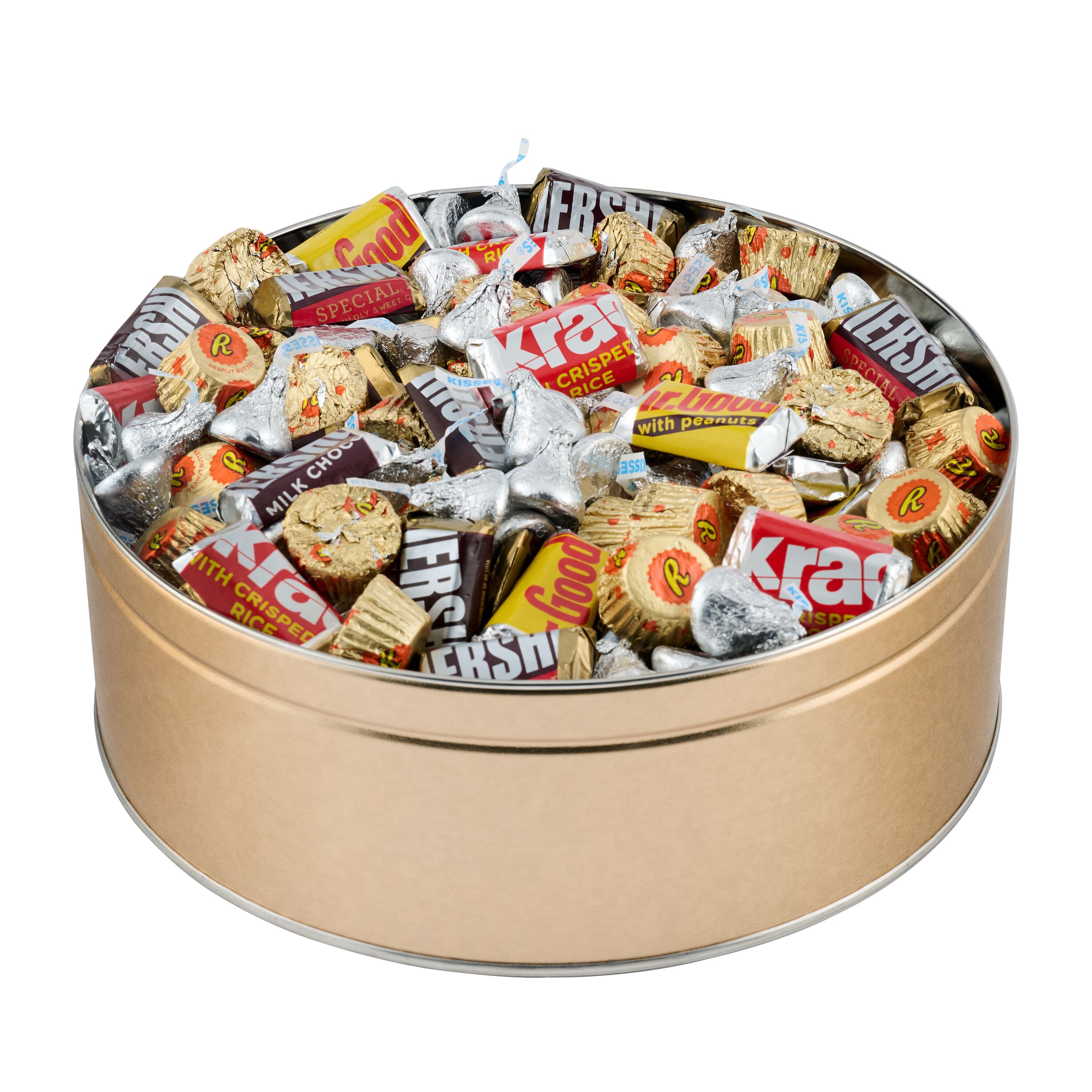 HERSHEY’S Assorted Miniatures Gold Gift Tin, 5 lbs $54.99