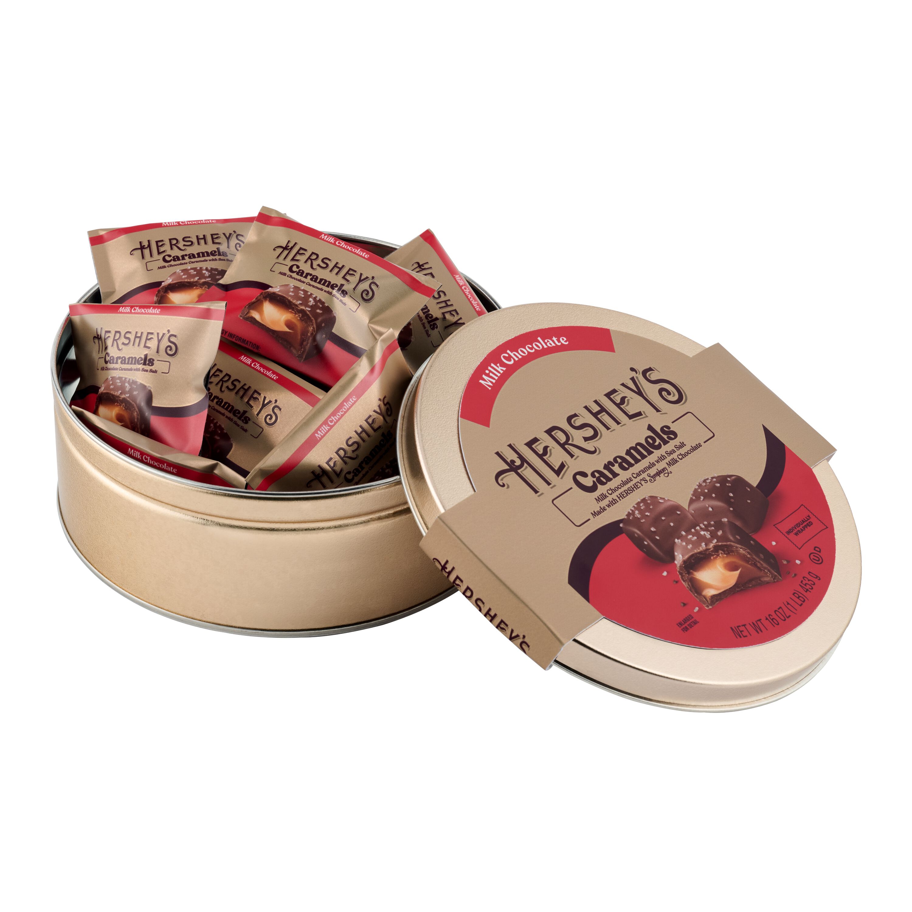 HERSHEY’S Caramels Candy Gift Tin, 1 lb $26.99