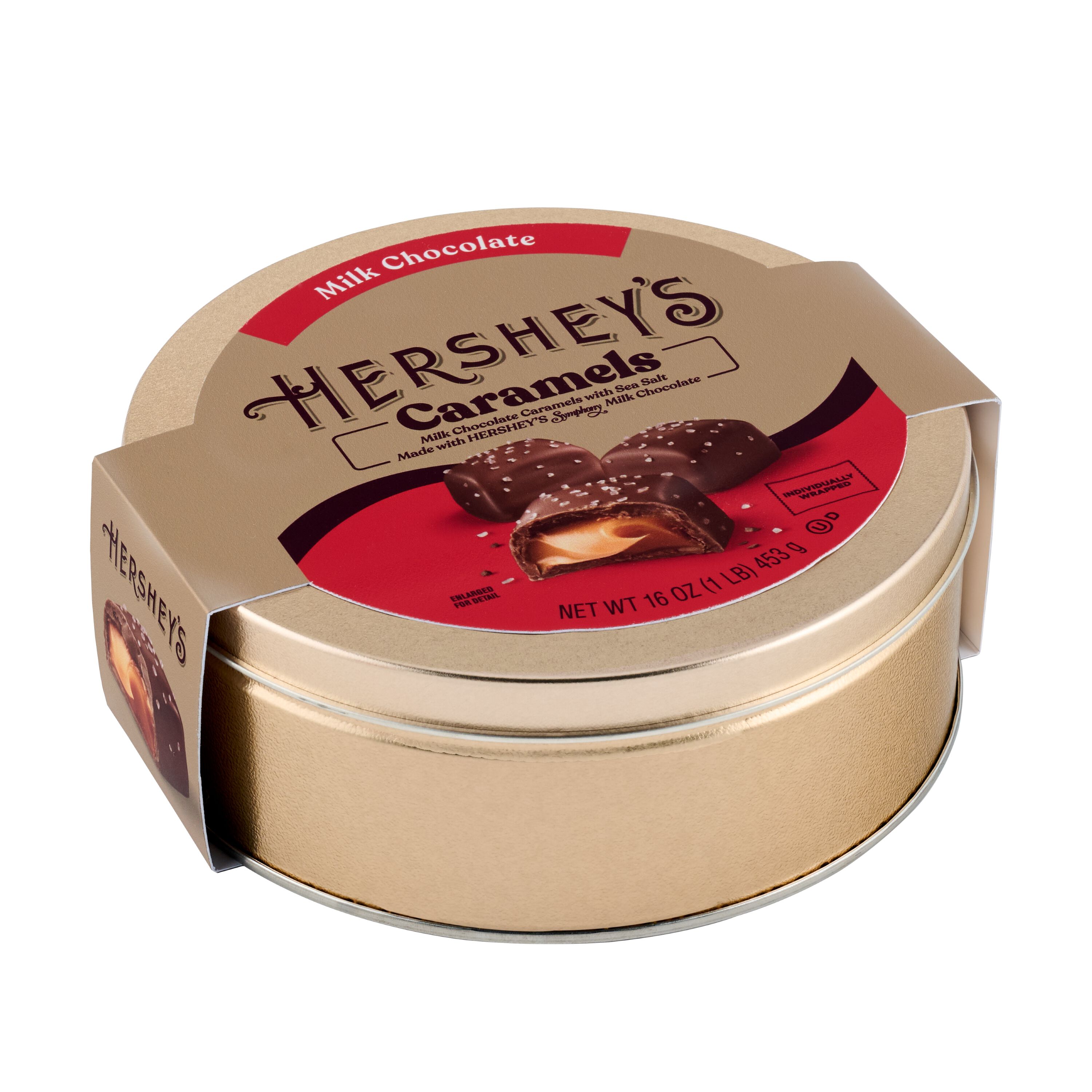 HERSHEY’S Caramels Candy Gift Tin, 1 lb $26.99