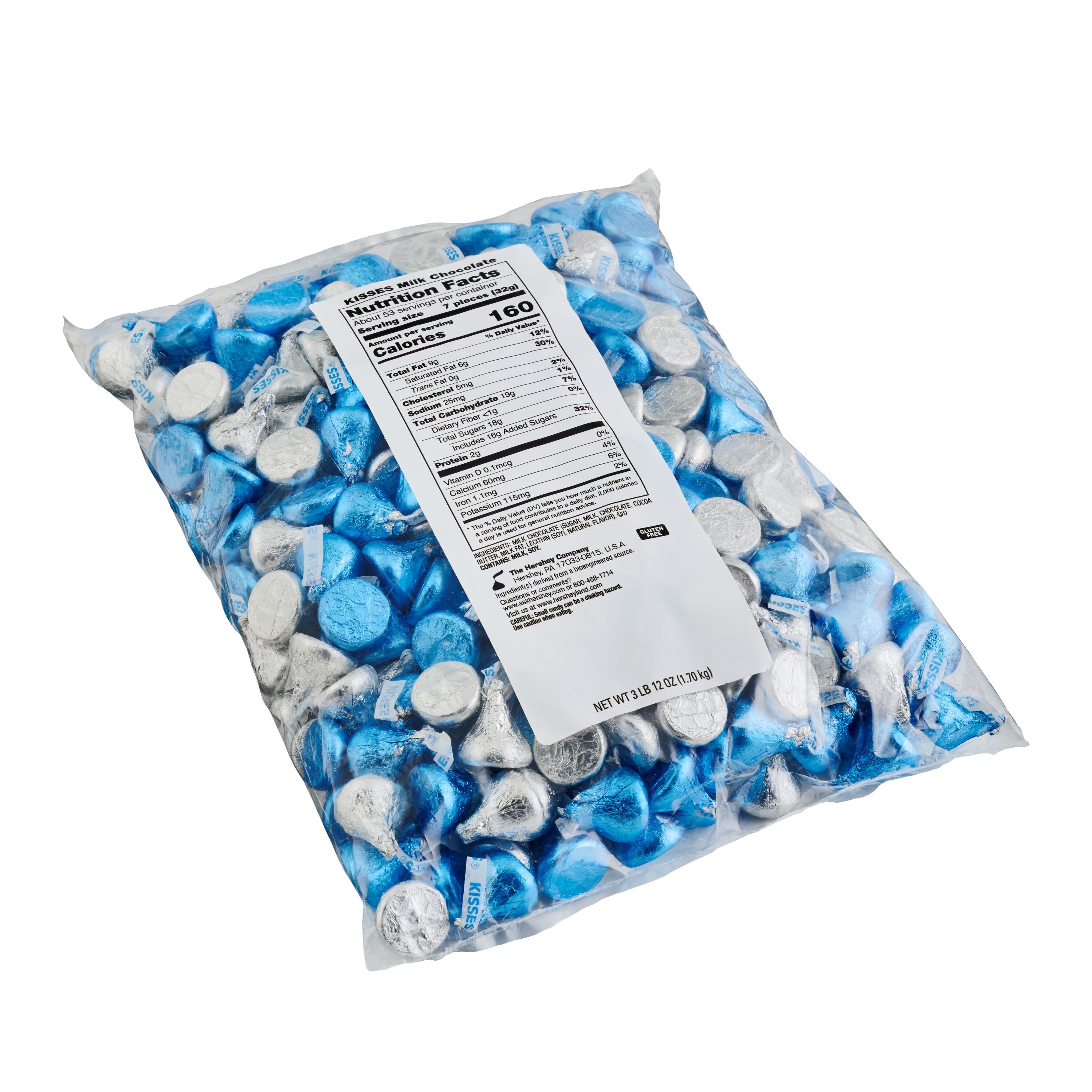 HERSHEY'S KISSES Blue and Silver Foils Chocolate Candy Bulk Bag, 60 oz $36.99